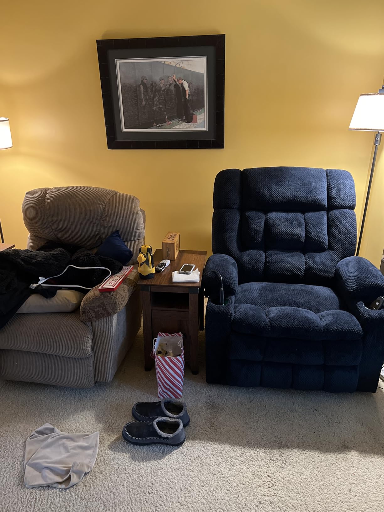 MCombo Dual Motor Large Power Lift Recliner Chair for Elderly, Lay Flat Lift Chair with Heat and Massage, Big Lift Recliner for Tall People, Cup Holders, Fabric 7896 (Large, Dark Gray) customer photo 2