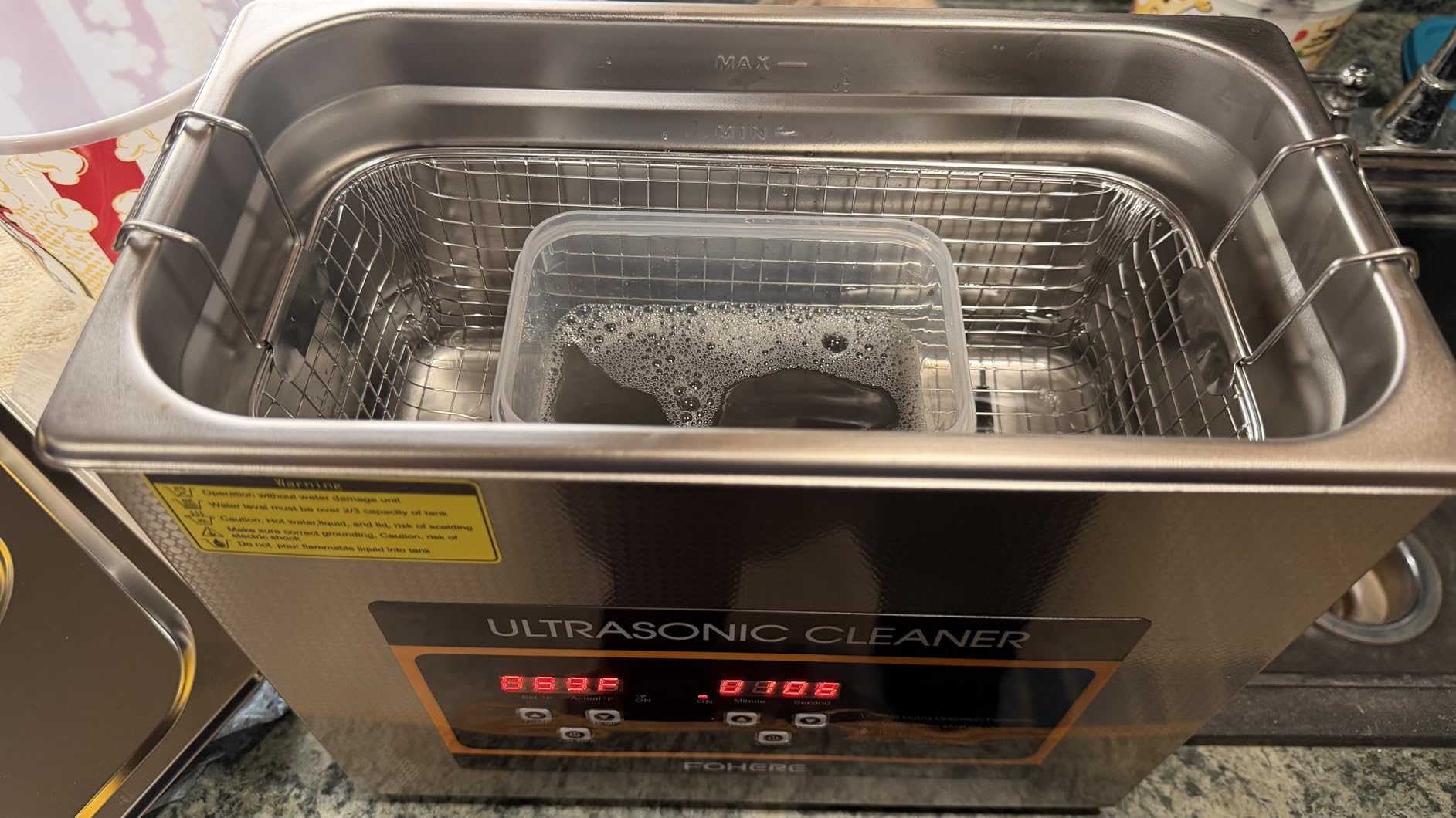 Ultrasonic Cleaner with Heater and Timer, Stainless Steel Ultrasonic Washing Machine, Professional Sonic Cleaning for Parts, Bike Chain, Metal Engine Parts, Gun (6.5L) customer photo 1