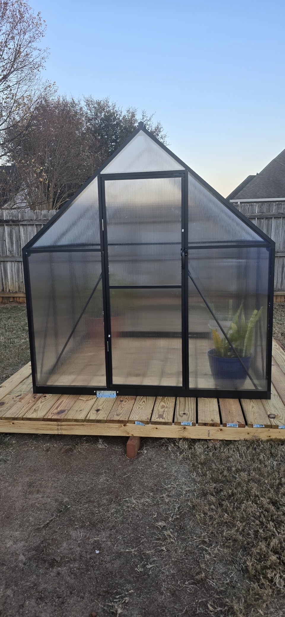 HOOYEAH 6 x 6 FT Polycarbonate Greenhouse for Outdoors, Heavy Duty Walk-in Greenhouses with Roof Air Vent, Aluminum Outdoor Green House Kit, Winter Garden House for Outside Backyard customer photo 1
