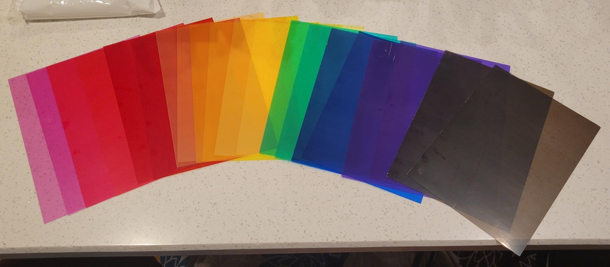 20 Pack Gel Light Filter Sheets, A4 Size Transparency Colored Plastic Sheets,Light Gel Filters for Photography Studio Lighting, Stage LED Light,Headlight Film,DIY Tinted Window Film&Light Diffuser customer photo 2