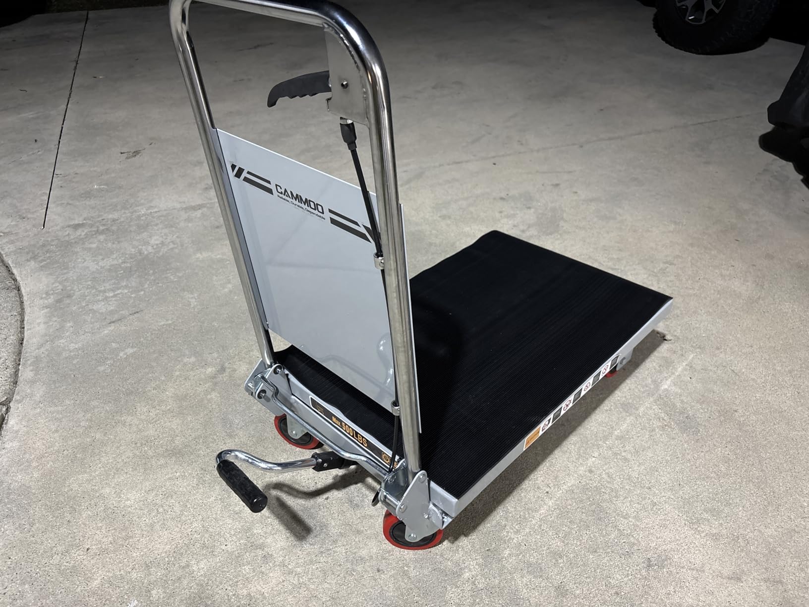 CAMMOO Hydraulic Lift Table Cart, 500 lb Foldable Scissor Lift, Gray customer photo 1