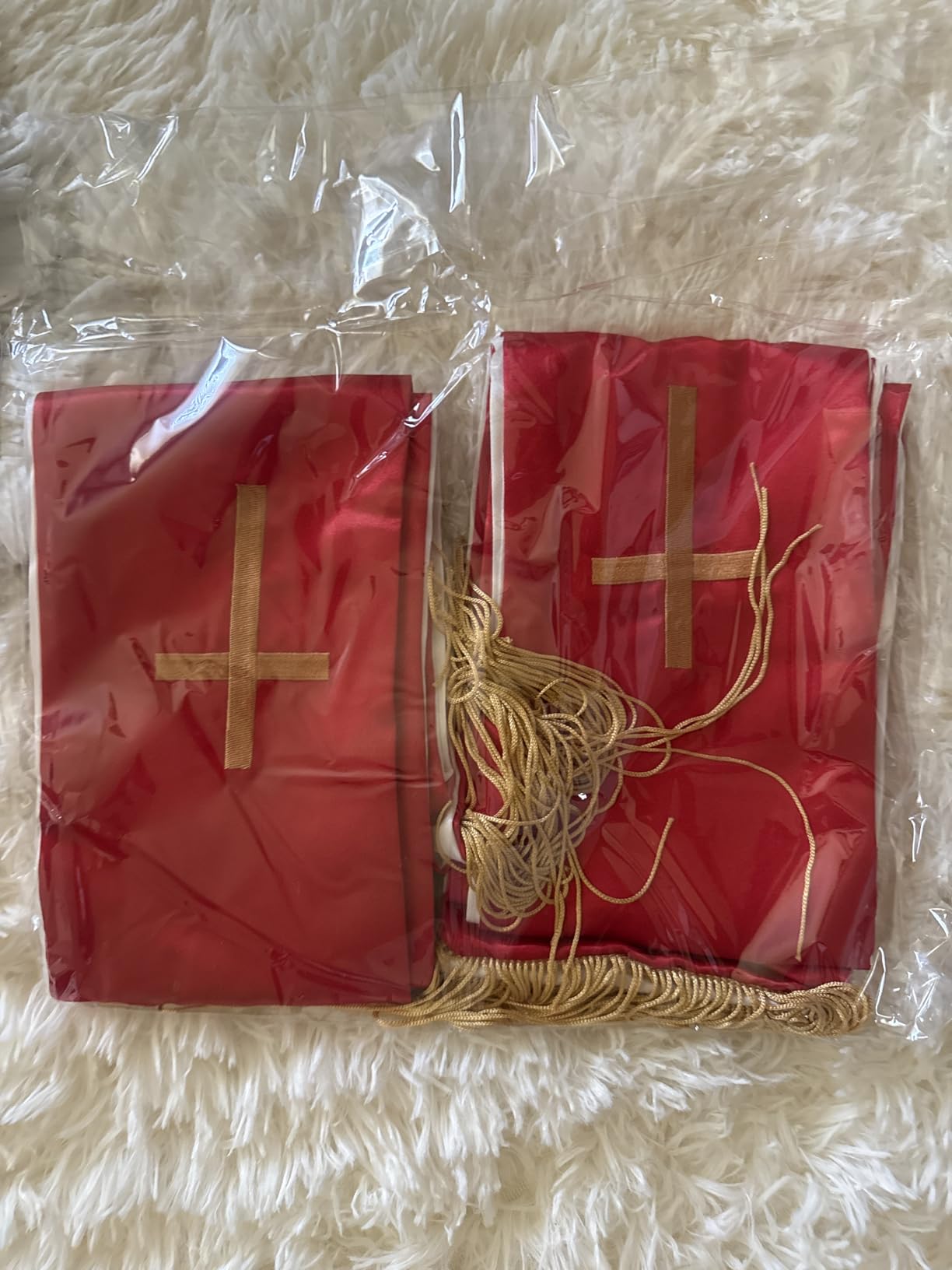 Eurzom 2 Pcs Embroidery Reversible Clergy Stole with Cross Tassels Wedding Church Minister Pastor Priest Shawls for Men Women customer photo 1