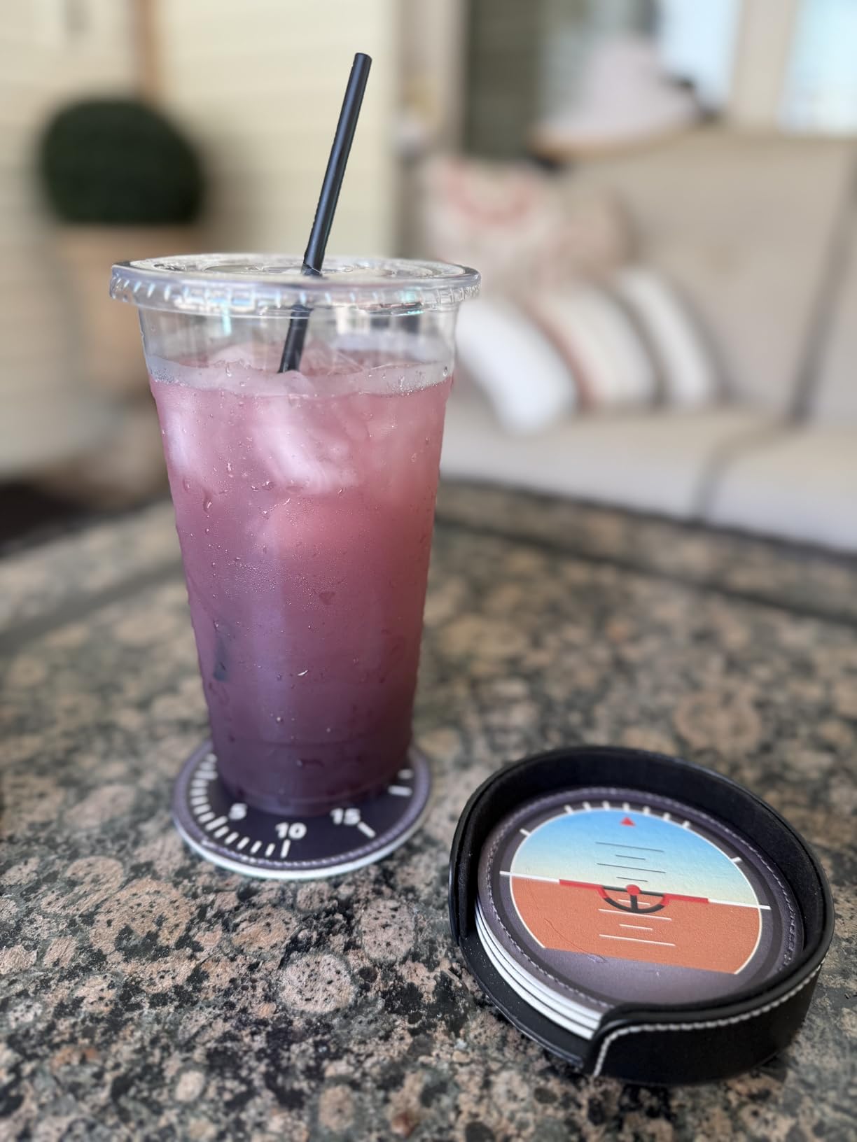 Aviation Leather Drink Coasters Set of 6 with Holder Pilot Gifts for Aviation Lovers customer photo 2