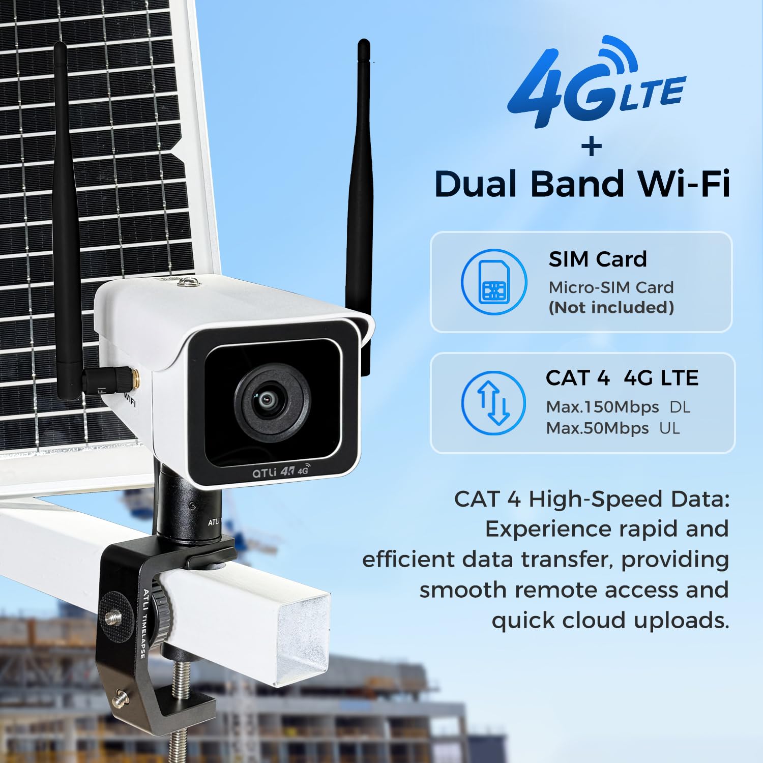 ATLI 4G LTE 4K Time Lapse Camera Dual Band WiFi Construction Outdoor 8MP UHD Resolution 110 Wide Angle App Control Live Preview Remote Access IP67 Weatherproof Pre-Installed 512GB Memory Card customer photo 2