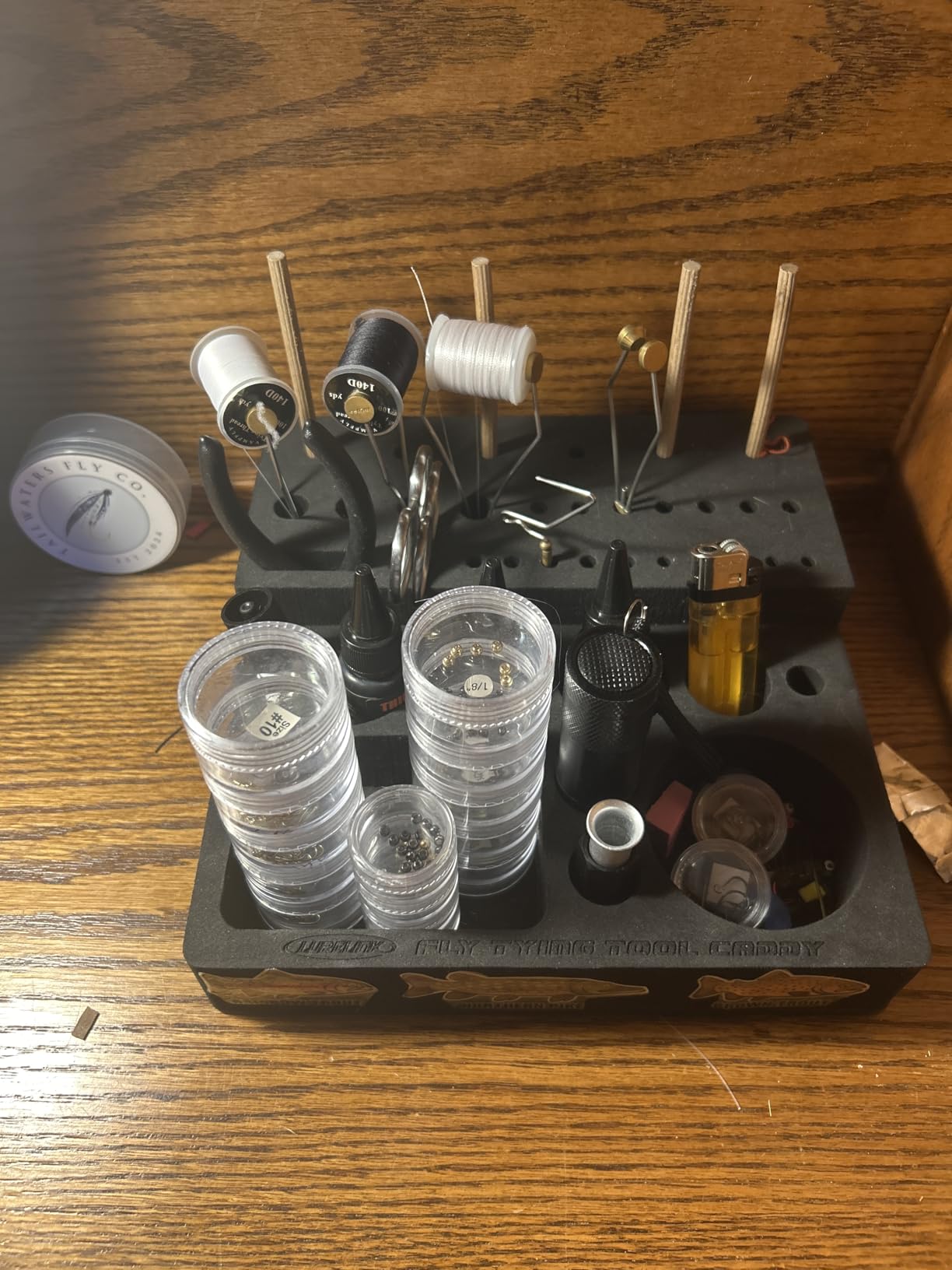Fly Tying Tool Caddy Organizer-Essential for Fly Tying Stations & Fishing Tool Organizer, Holds 20 Thread Spools with 10 Accessory Boxes customer photo 1