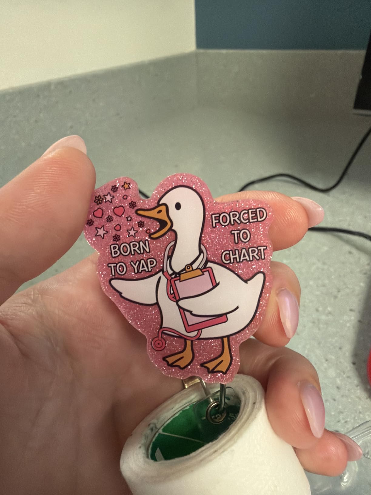 Funny SLP Badge Reel - Retractable Cute Silly Goose Professional Yapper Badge Holder with Alligator Clip, Speech Therapy Gifts for Speech Teacher, SLPA, AAC Specialist, Speech Pathologist customer photo 1