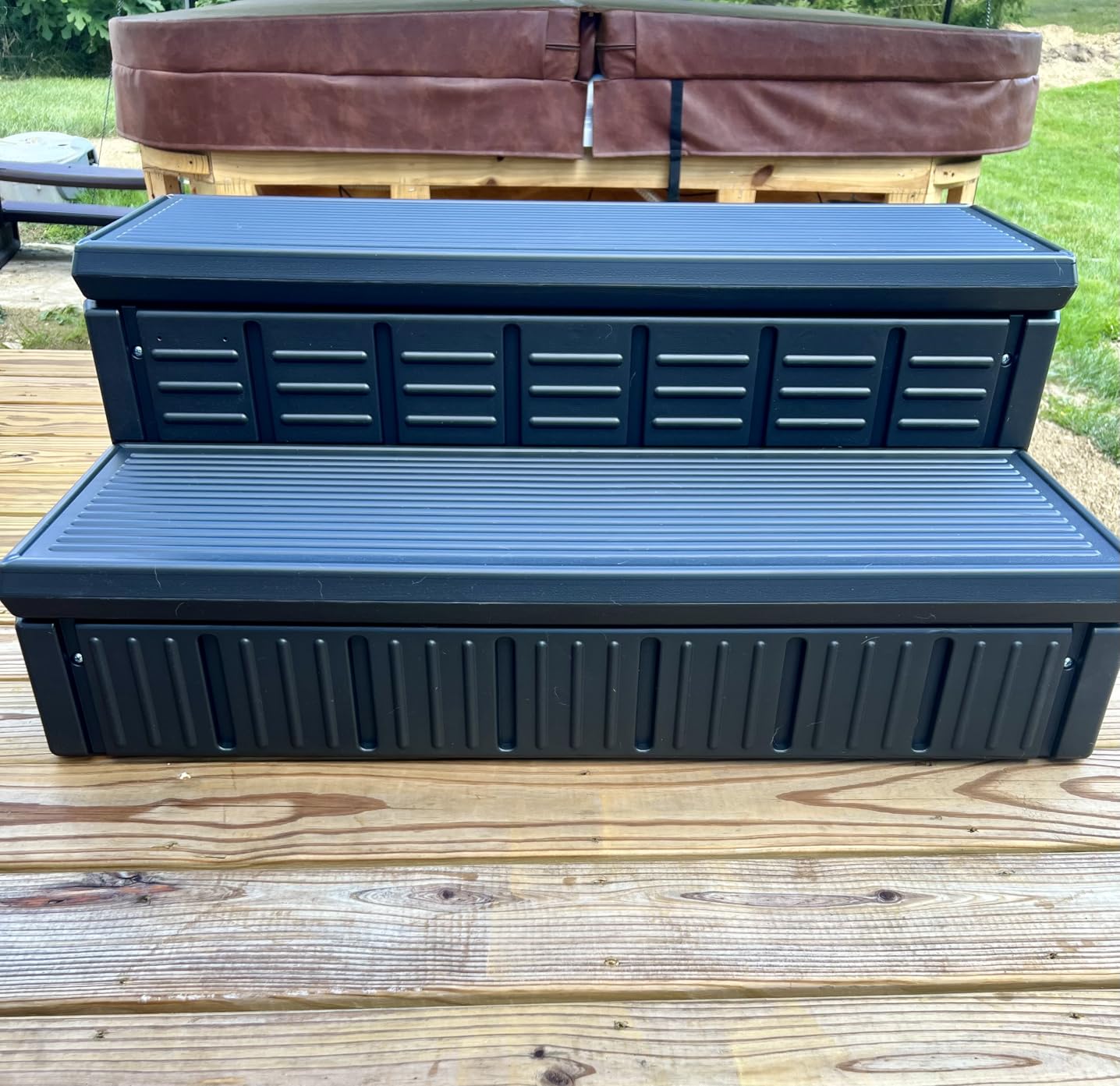 2025 Upgraded Hot Tub Steps, Outdoor Spa Steps with Storage, Anti-Slip & Robust Hot Tub Stairs, Multi-Use for Spa, RV, Pool or Porch, Black customer photo 2