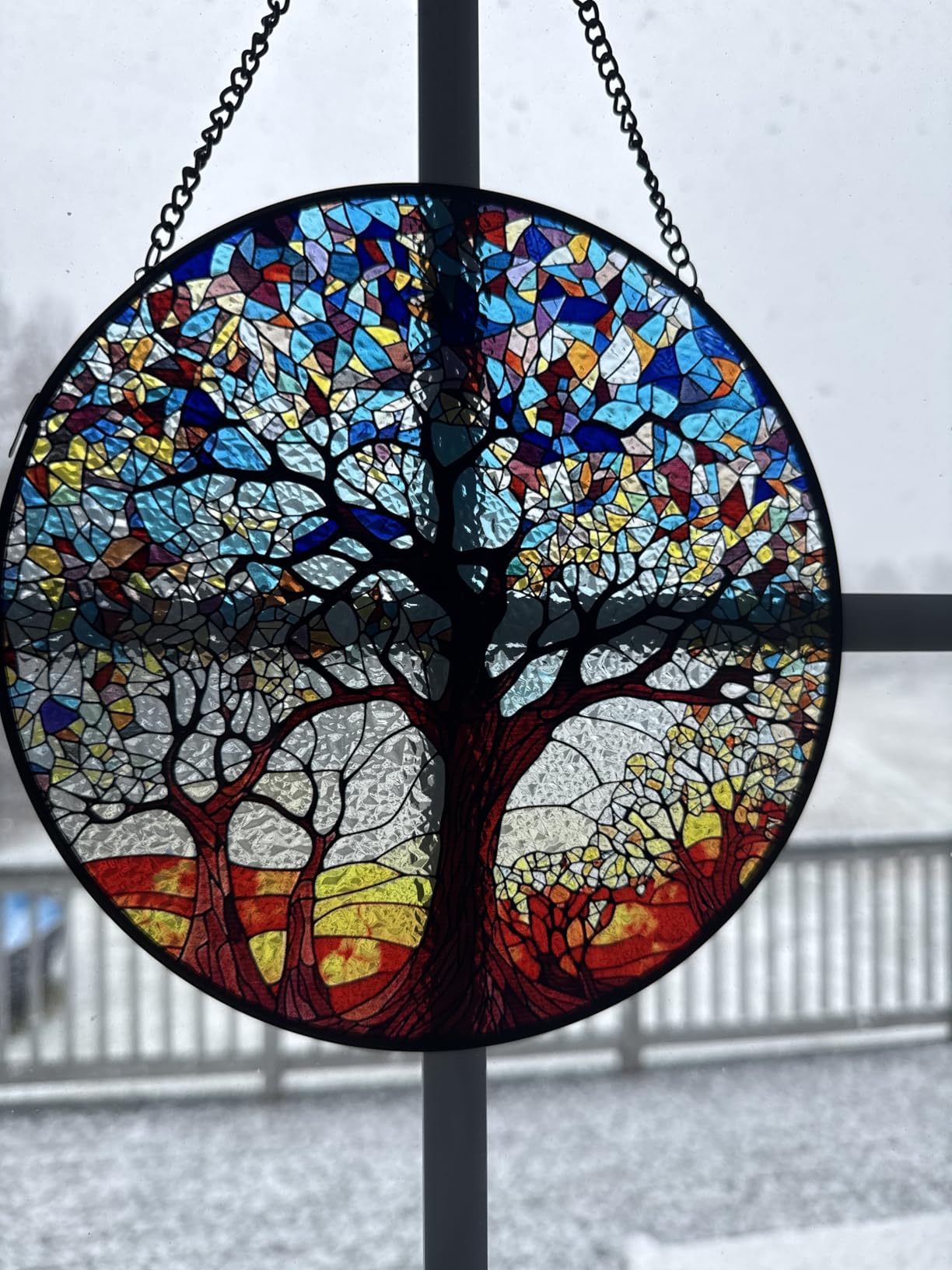 Stained Glass Window Hanging, LAOWEIKI 8'' Musical Note Suncatcher, Stained Glass Ornament customer photo 1