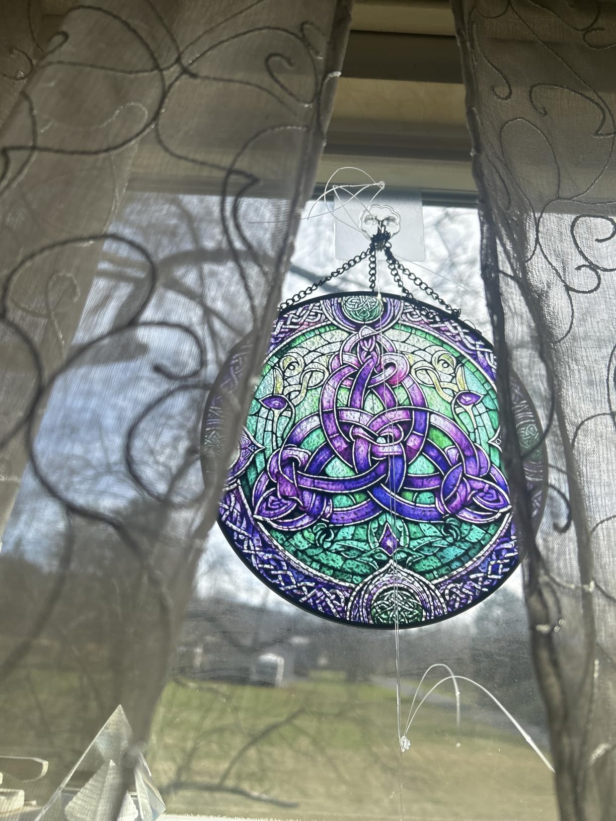 Stained Glass Window Hanging, LAOWEIKI 8'' Musical Note Suncatcher, Stained Glass Ornament customer photo 2