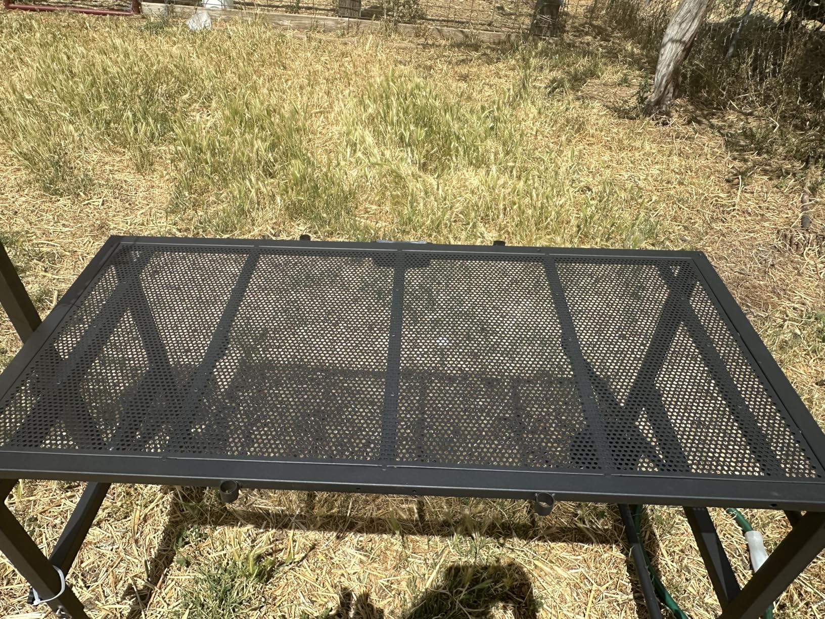 Goat Stand with Adjustable Headpiece & Legs, Goat Milking Stand with Feeder, Rails & Wheels, Stanchion for Grooming & Hoof Trimming, Sheep Stand for Shearing Heavy-Duty Steel Platform, Blue customer photo 2