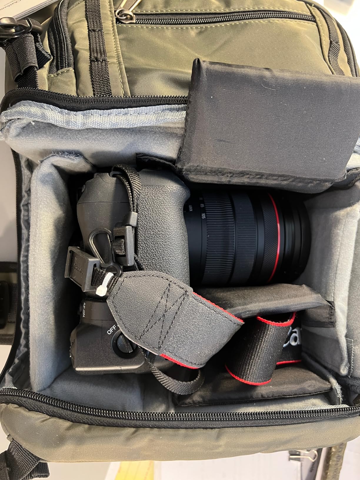 RAINSMORE Camera Bag Small DSLR & Mirrorless Camera Case for Photographers Waterproof Sling Crossbody Camera Bag with Removable Padded Insert & Tripod Holder for Canon/Nikon/Sony/Fuji, Black customer photo 1