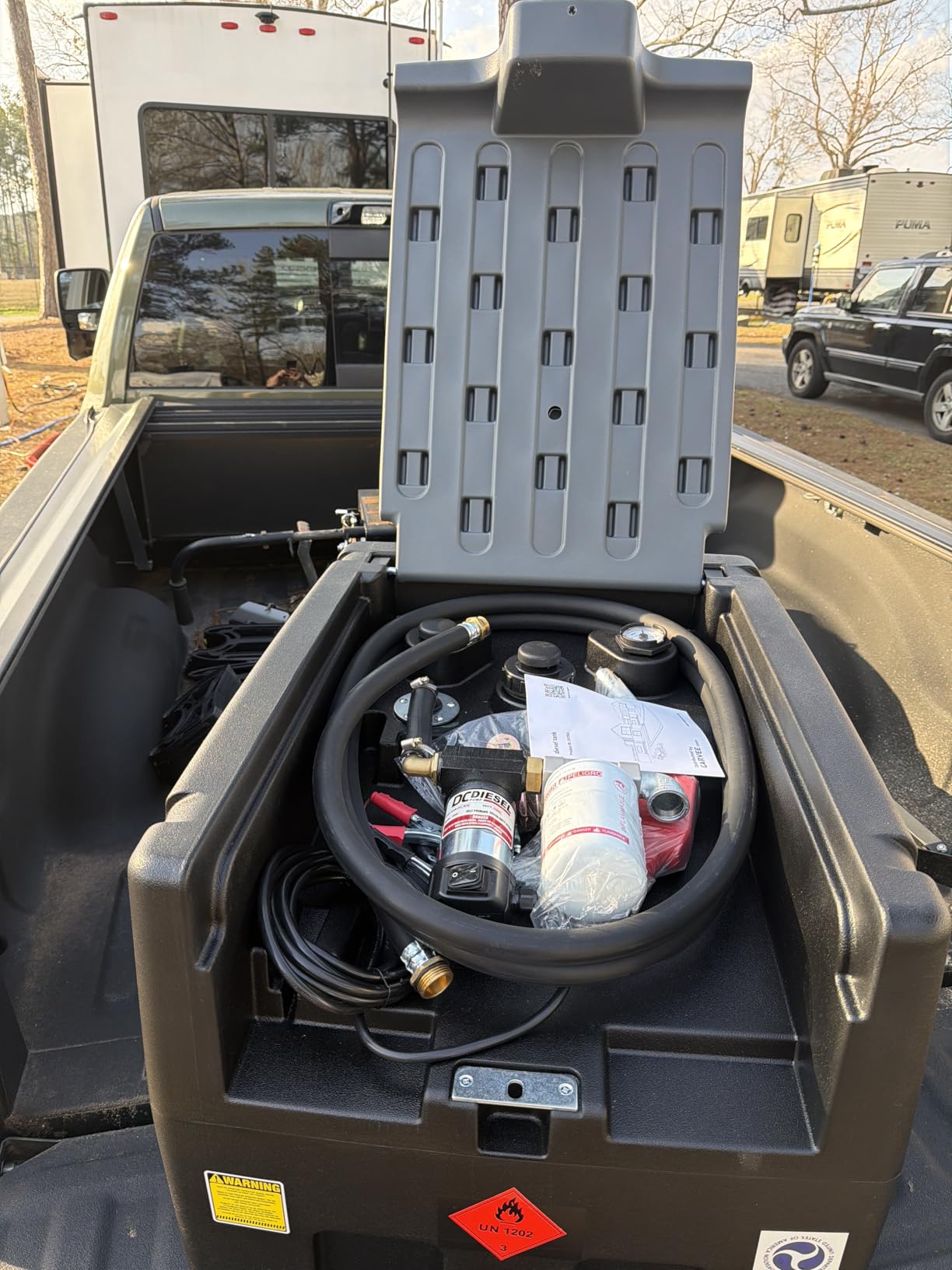 48 Gallon Portable Fuel Transfer Tank with 12V Electric Pump, 10GPM Flow, 13Ft Hose & Auto Nozzle - Diesel Transfer Tank for Trucks, Tractors, Boats, Generators - Gray customer photo 1