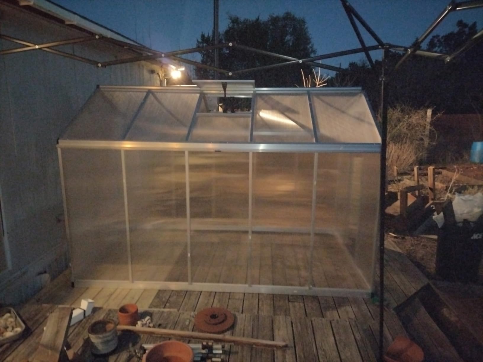 Aoodor 6 x 10 Ft Walk-in Greenhouse with Gutter, Polycarbonate and Heavy-Duty Aluminum Frame, Adjustment Skylight and Lockable 2-Sided Door for Patio, Outdoor, Yard, Lawn Use, Silver customer photo 1