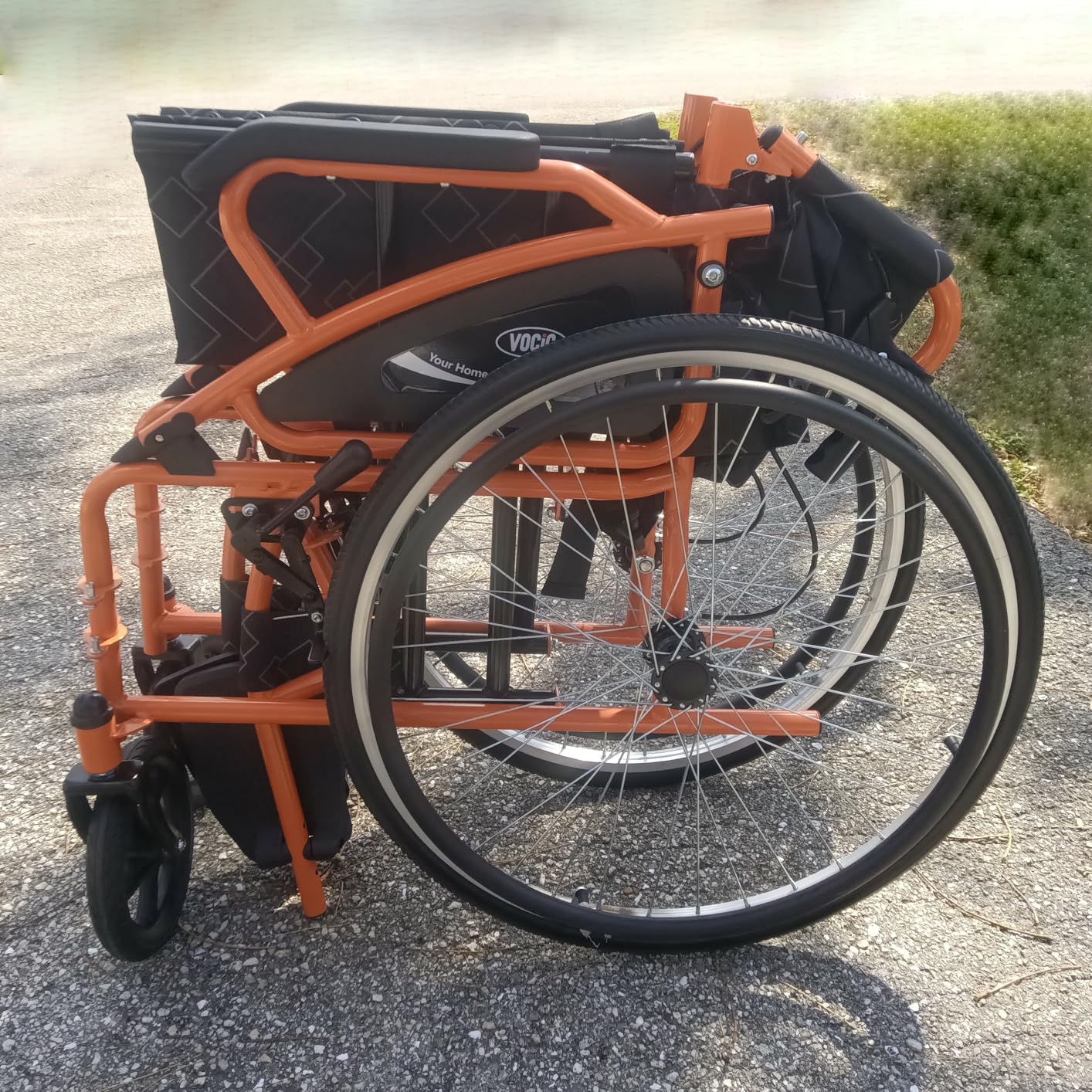 VOCIC Wheelchair for Adults Lightweight Portable Folding Wheelchair for Seniors with Flip-Back Arm Self-Propelled Wheelchair for Seniors with Double-Brake Design with 23.6-Inch Large Rear Orange customer photo 1