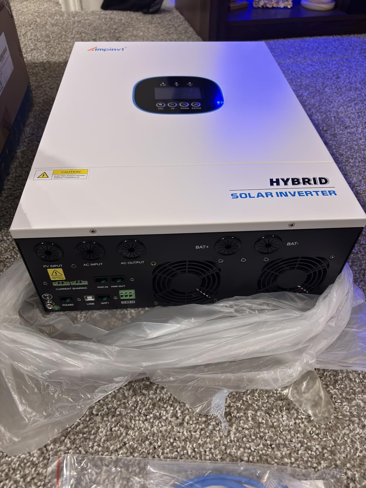 Ampinvt 5000W Off Grid Hybrid Solar Inverter 48Vdc to 110/120Vac, inbuilt 100A MPPT Solar Charger, Max PV Input 5500W 500Vdc, Support up to 6 in Parallel, Lead Acid Lithium Battery, Home use customer photo 2