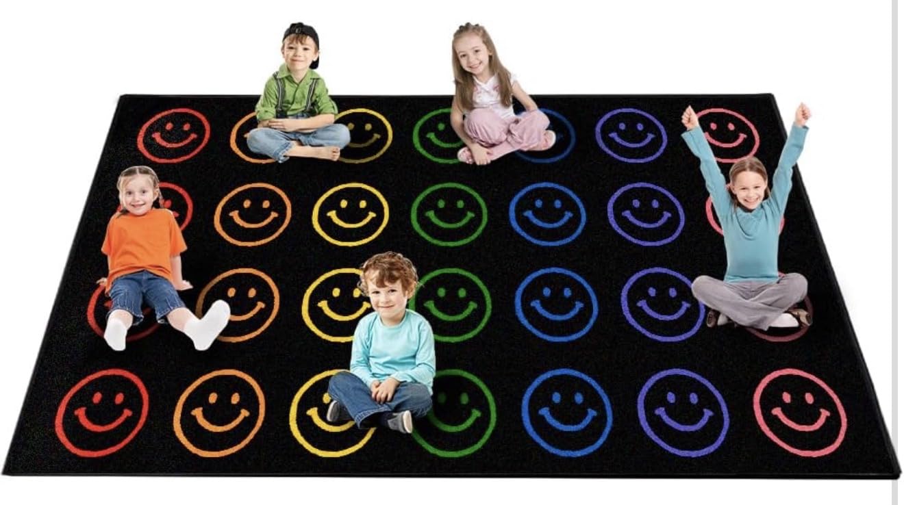 Large Classroom Rugs Elementary 13'x7'7'' - Seats 24 with White Circle, Classroom Carpet for Preschool Kindergarten, Educational Rugs for Daycare Kids Room Teaching & Playroom (Black) customer photo 1
