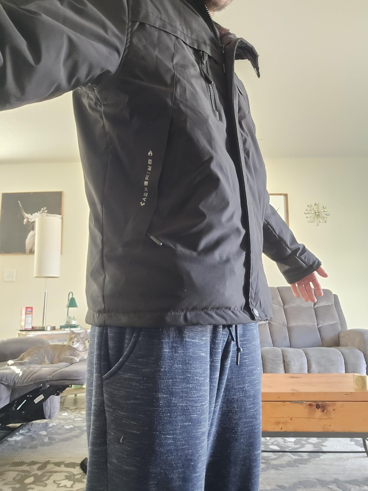 Skiing Graphene Heated Jacket for Men with 20000mAh Battery Pack Fleece Lining Mens Heated Coat Waterproof Windproof customer photo 1