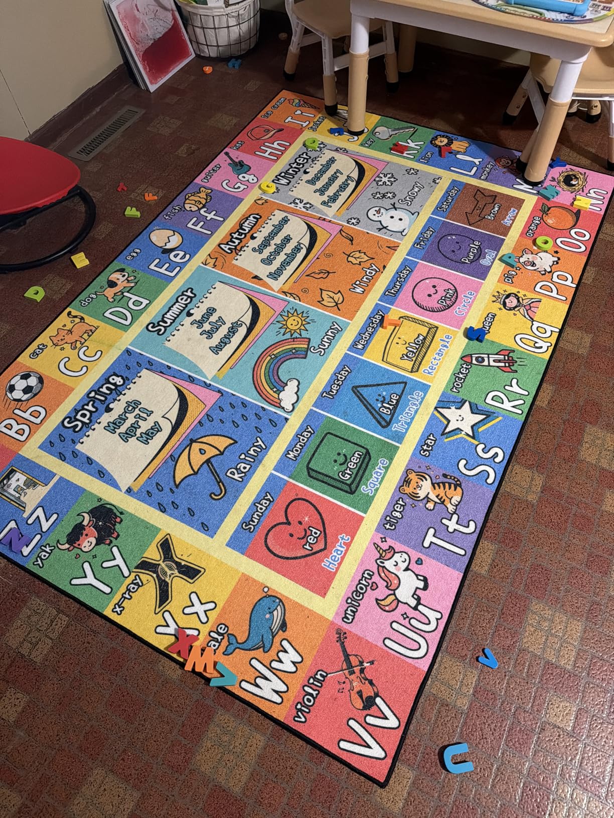 Large Classroom Rug Elementary 9x12, Preschool Teacher Classroom Must Haves, Low-Pile Kids Play Rugs with Stars Carpet Spots, Groovy Decor Carpet for Kindergarten, First Grade, Girls and Boys customer photo 1