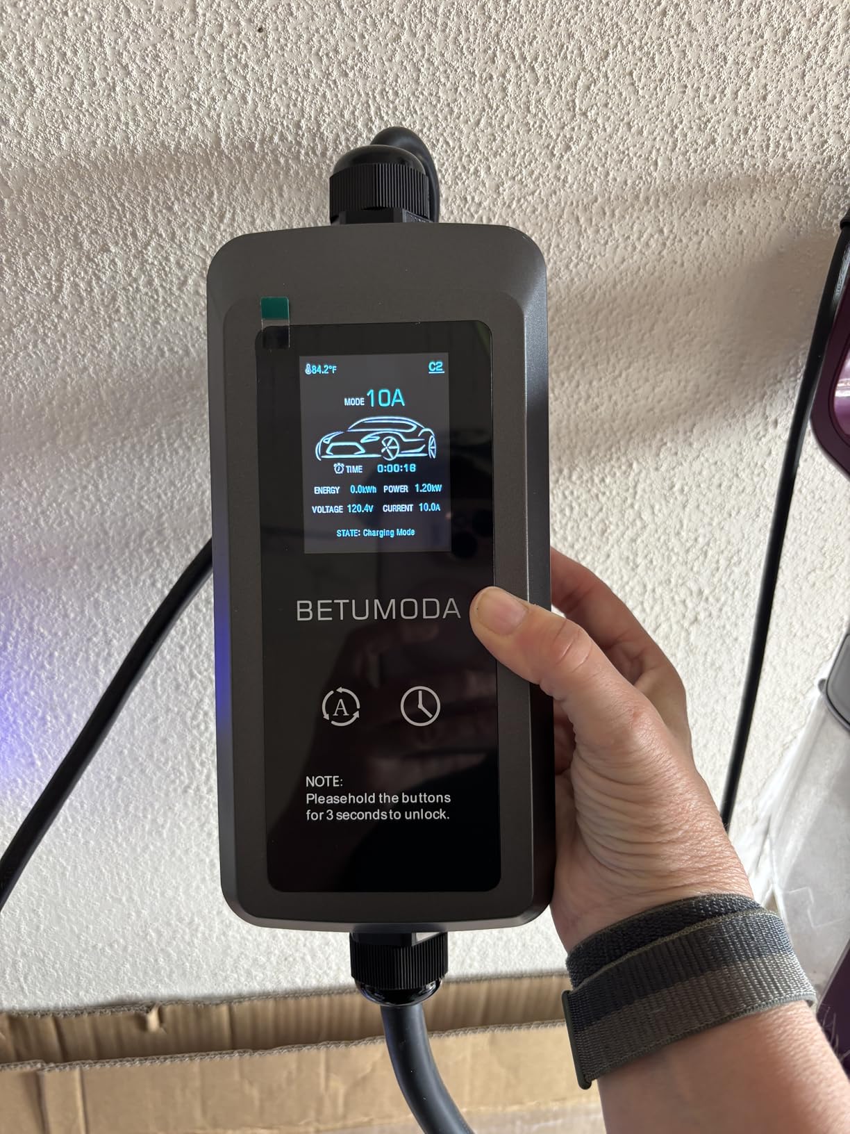 Level 1&2 EV Charger, 25ft Cable, 16Amp, 110V-240V, Adjustable Current & Timer, NEMA 6-20 Plug & 5-15 Adapter for Household Socket, SAE J1772 Compatible for All PHEV/EV(Tesla Requires Adapter) customer photo 1