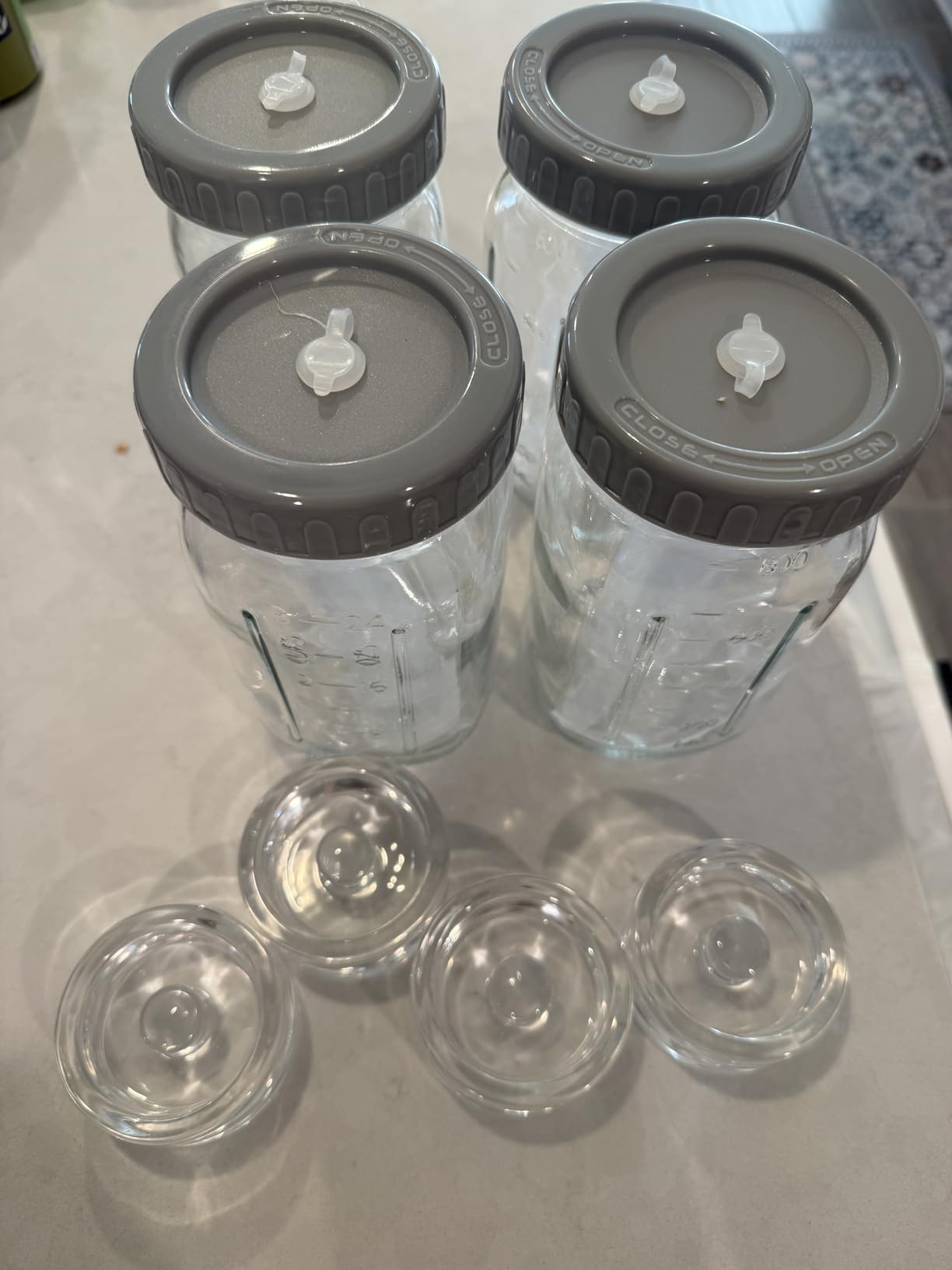 4-Pack Mason Jar Fermentation Kit (Jars Included) Four 32oz Fermentation Jars with Plastic Fermenting Lids, Airlocks, Silicone Rings & Grommets, and Glass Weights for Easy Fermenting & Storage customer photo 2