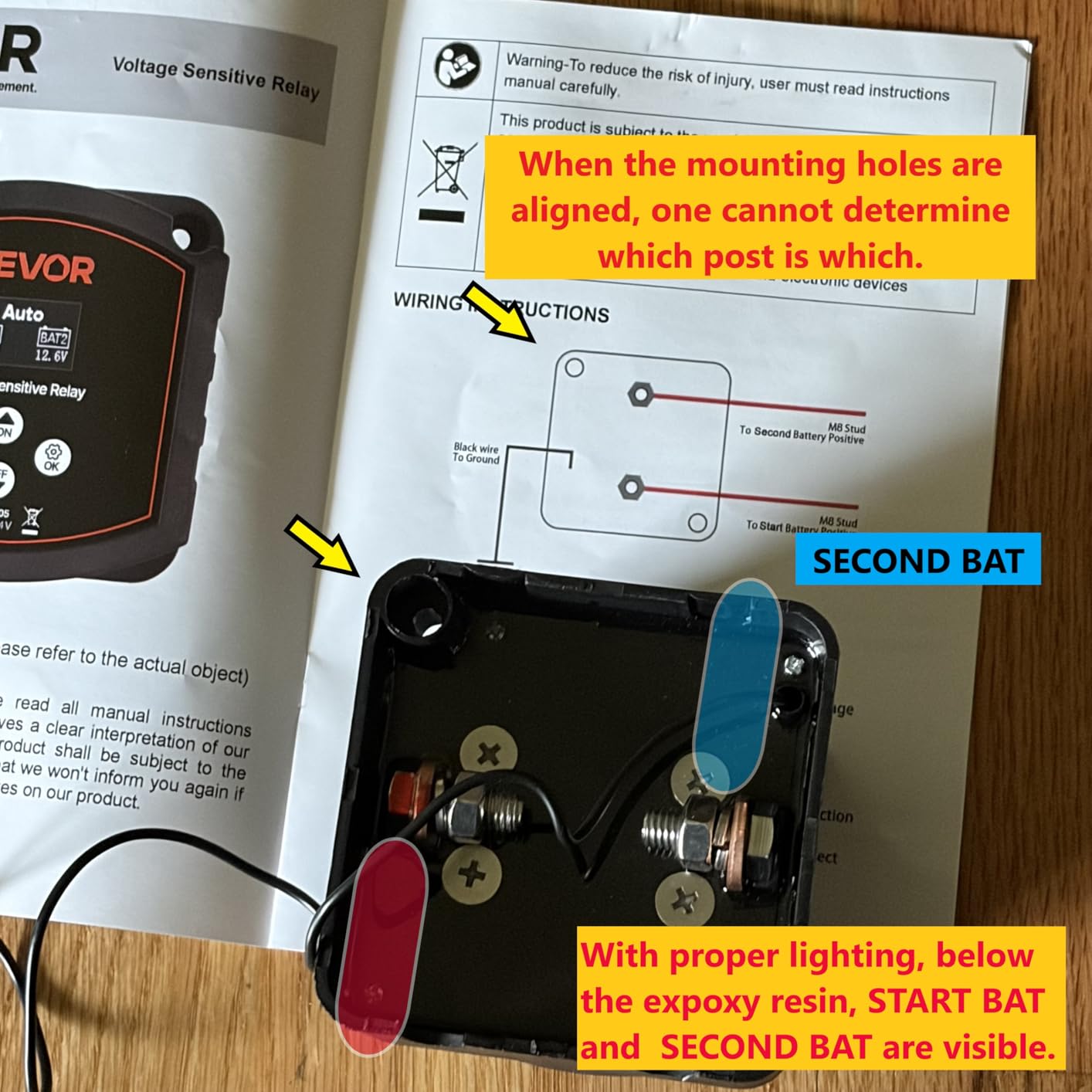VEVOR Dual Battery Isolator Kit, 12V 300 Amp 20 ft 2AWG, Manual and Automatic VSR Voltage Sensitive Relay with Voltmeter, LCD Screen, Smart Battery Isolator, Compatible with Lithium Batteries, for UTV customer photo 1