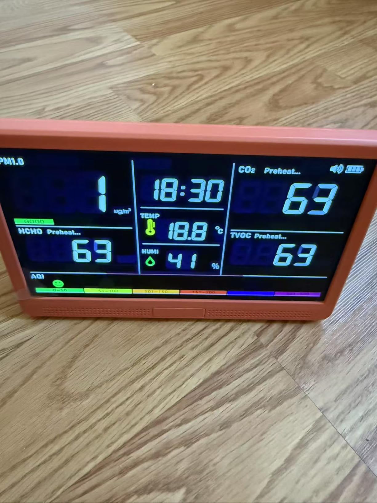 bonoch Upgrade Extended 12-Hour Battery Life 16 in 1 Air Quality Monitor Indoor with 7