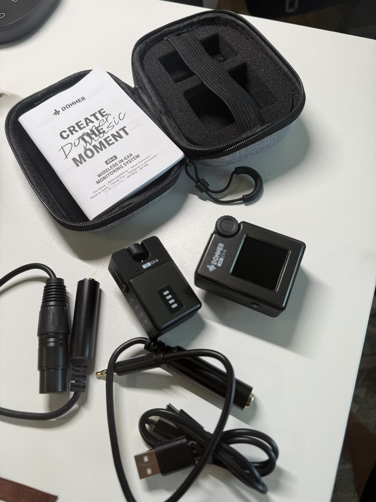 Donner Wireless in Ear Monitor System, Stereo IEM System with Transmitter, Beltpack Color Screen Receiver, 2.4G IEM Wireless for Band Rehearsal, Live Performance, Studio, CV-3 customer photo 2