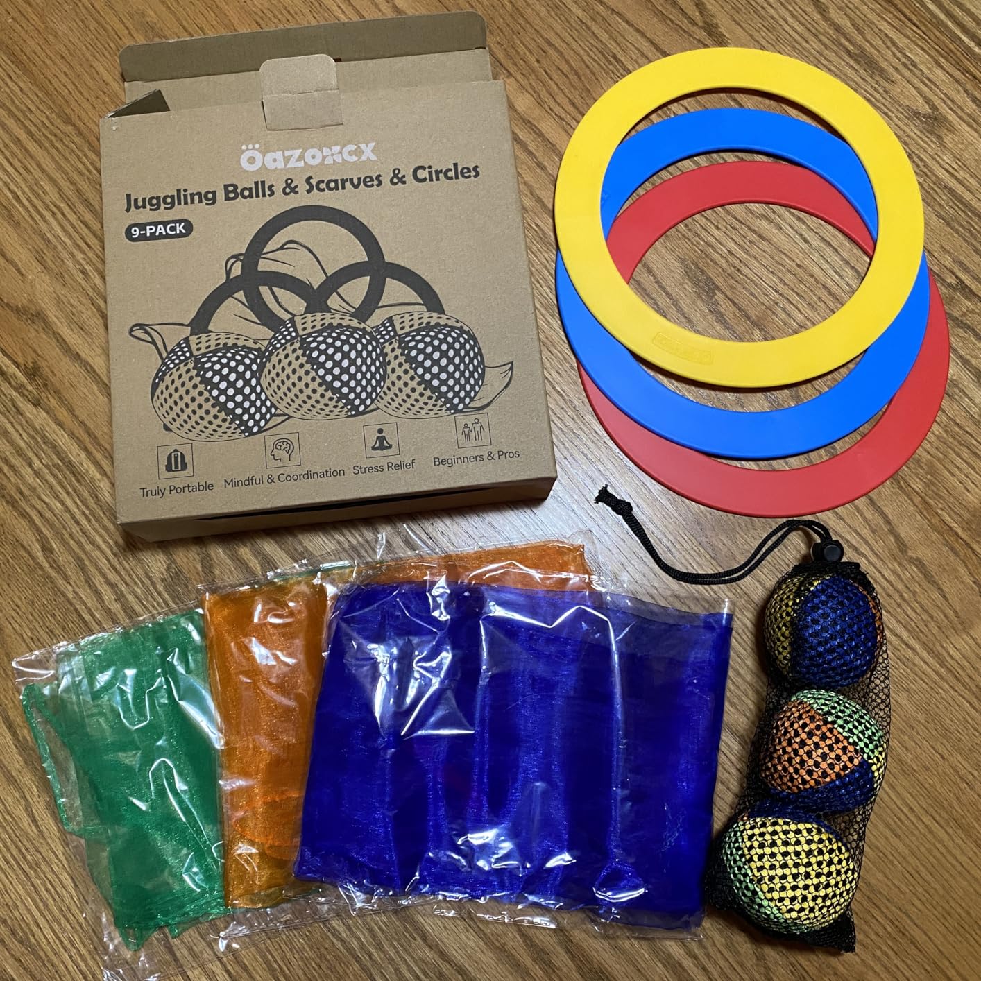 Juggling Kit for Beginners Complete Set - Juggling Balls, Scarves, Rings & Clubs - Learn to Juggle Balls at Home, School, or Circus Training customer photo 2
