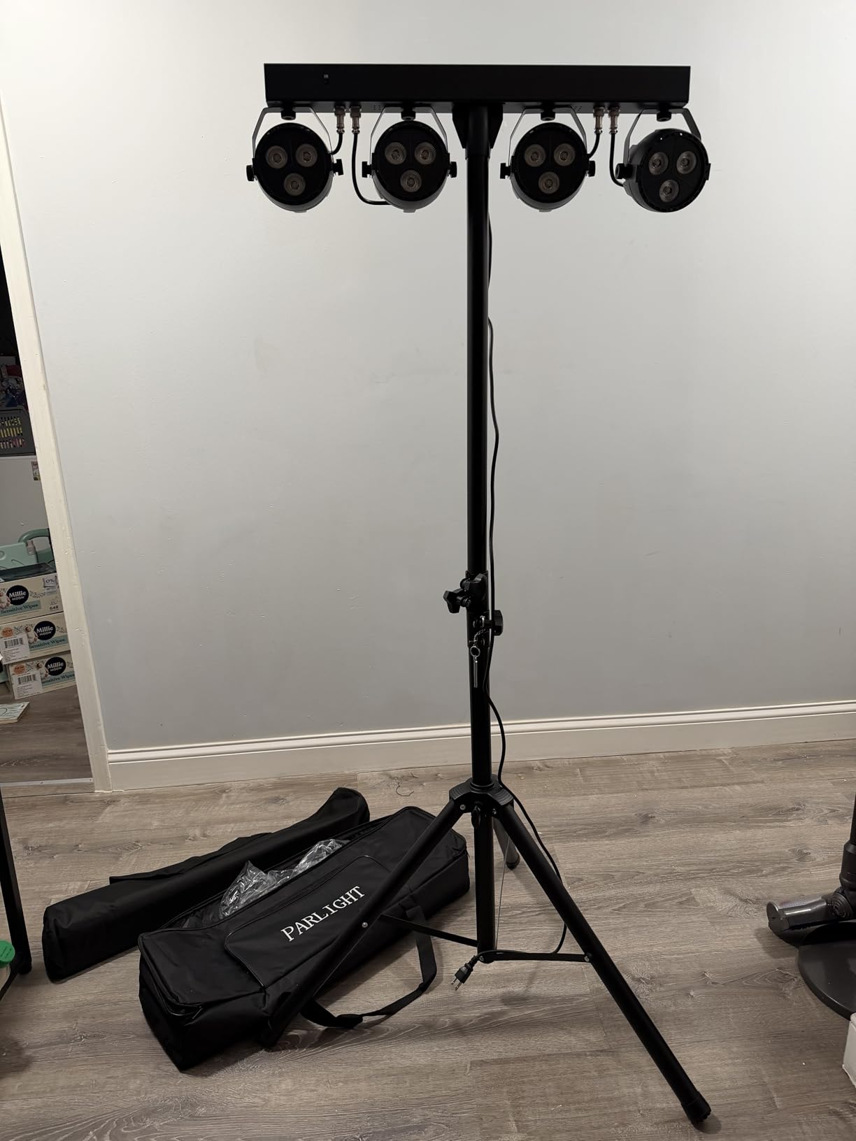 Stage Lights with Stand 120W, Professional DJ Lights Package, RGBW LED 4-Par Gigbar with DMX & Sound-Activated Stage Lighting System for DJs Band Party Wedding Church & Concert, 7FT Tripod customer photo 1