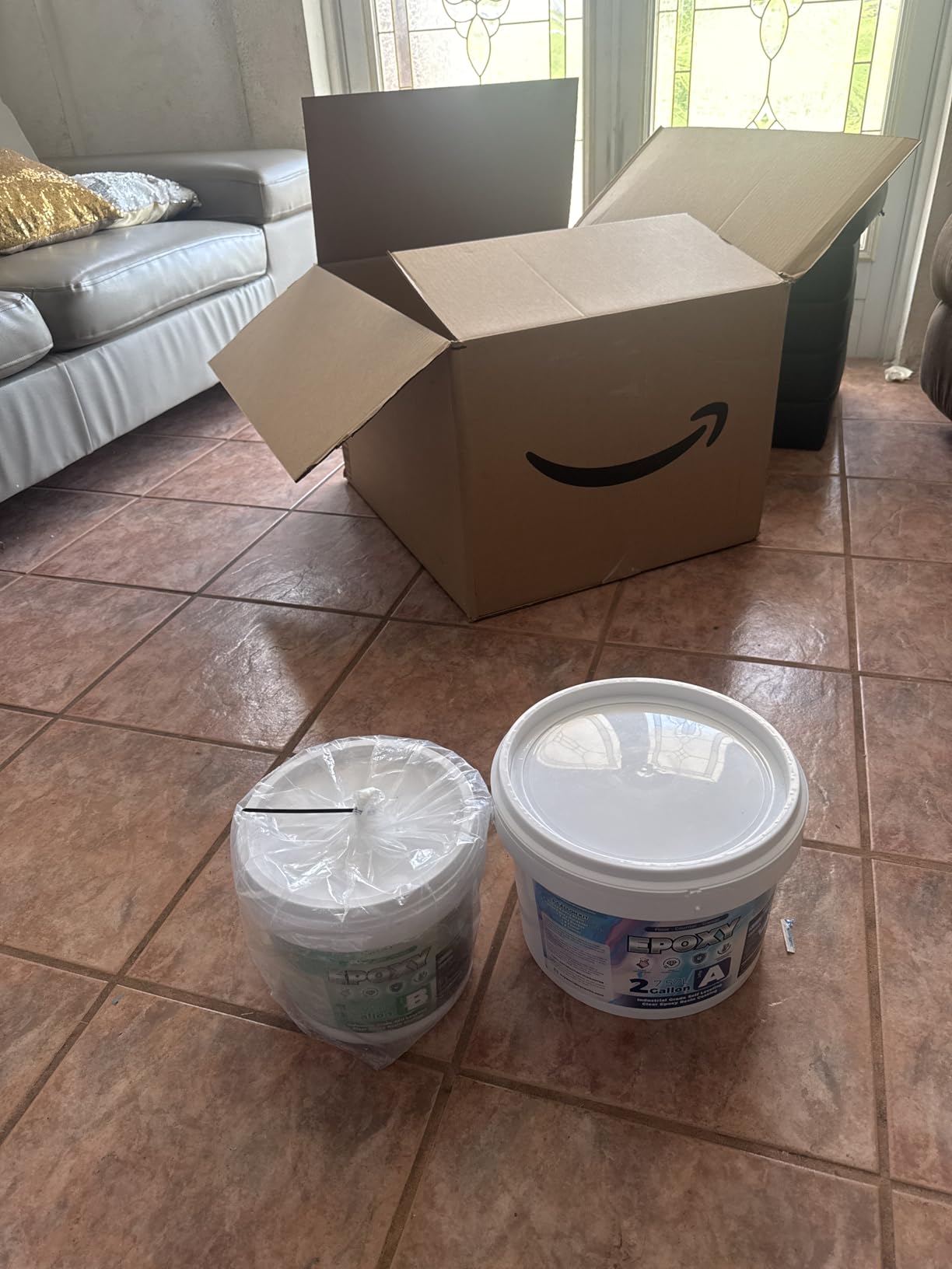 3 Gallon 100% Solids Industrial Epoxy Floor Coating Kit - Self-Leveling, Highly Durable Clear Resin Paint | Ideal for Counter Tops, Garages, Basements, Warehouses, Concrete Floors & Wall Repair - Clear customer photo 2