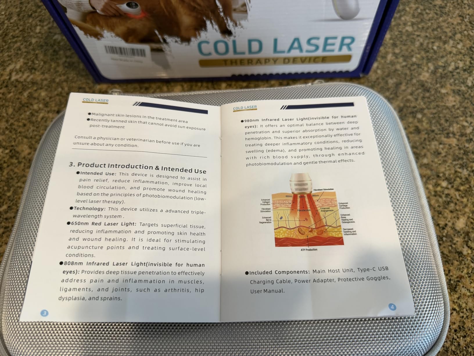 7000mAh Cold Laser Therapy Device for Pain Relief, Red Light Therapy with Pulse Mode, 3 Levels Power, 60mins Timer, Human Pets Dogs Treatment for Joint Would Healing, 4x980nm + 5x808nm + 16x650nm customer photo 1
