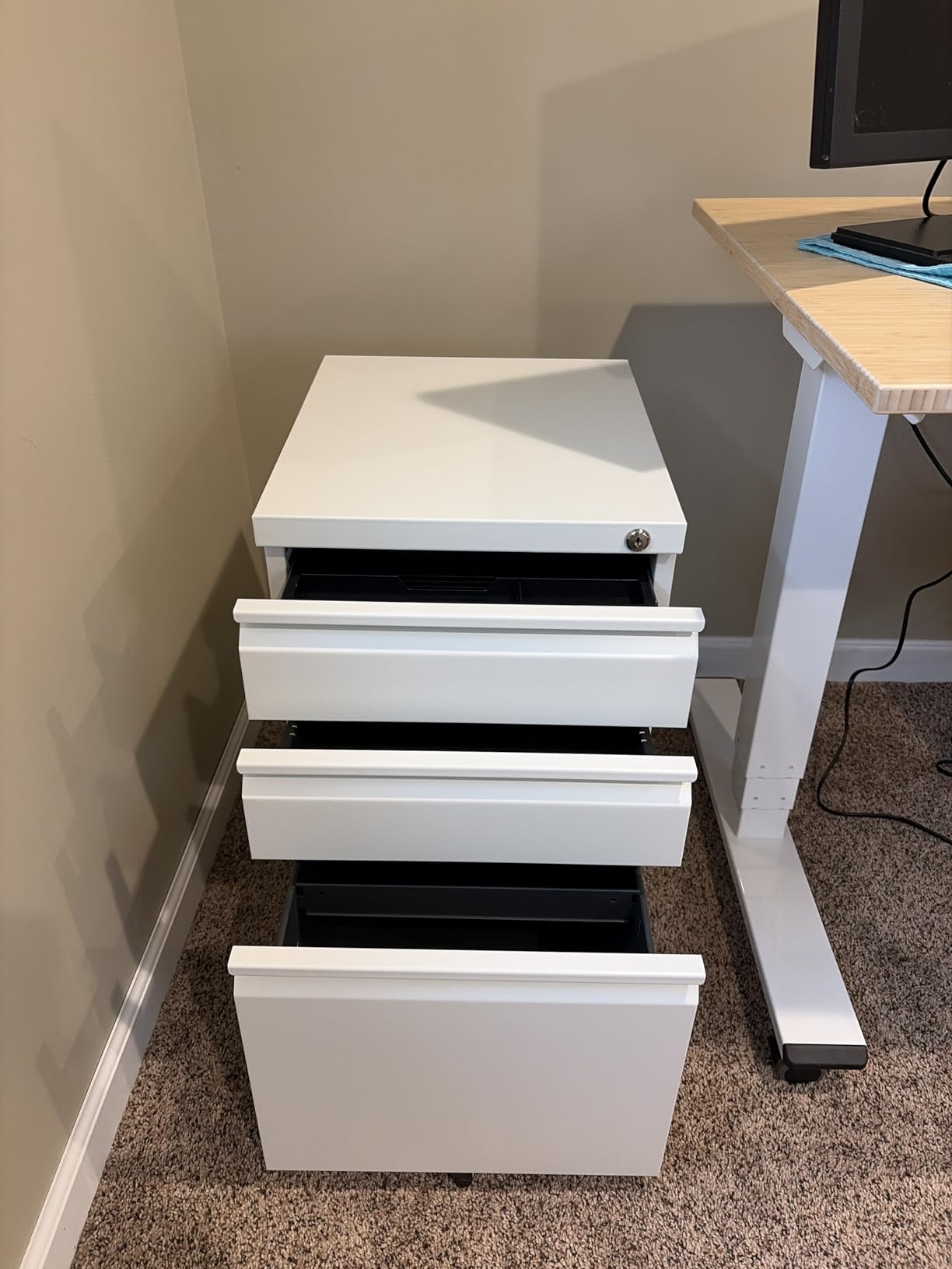 DEVAISE Metal Lateral File Cabinet with Lock, 3 Drawer Filing Cabinet for Legal/Letter/A4/F4 Size, Storage Cabinet for Home Office School, Assembly Required, 16 D x 35 W x 41 H customer photo 1