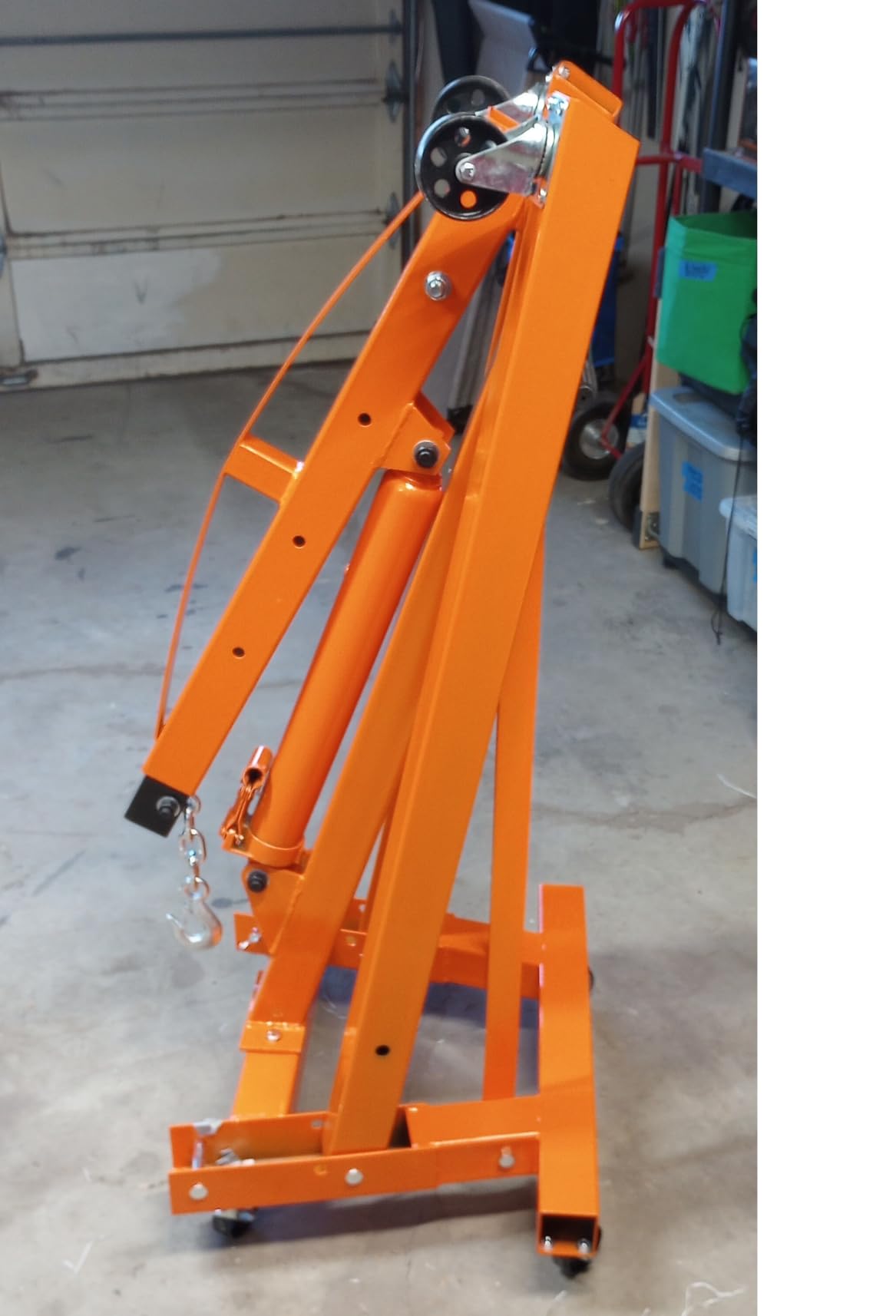 2 Ton Folding Hydraulic Engine Hoist, Folding Engine Shop Crane Hoist Lift, Heavy Cherry Picker with 6 Wheels for Garage, Workshop customer photo 2