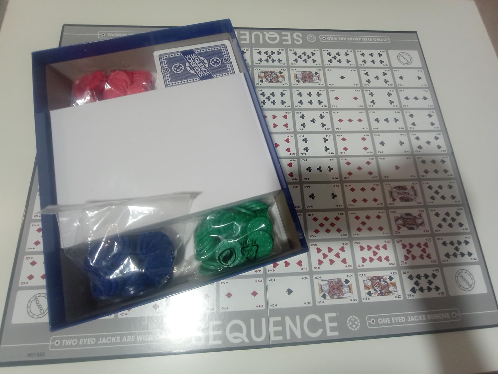SEQUENCE- Original SEQUENCE Game with Folding Board, Cards and Chips by Jax ( Packaging may Vary ) White, 10.3