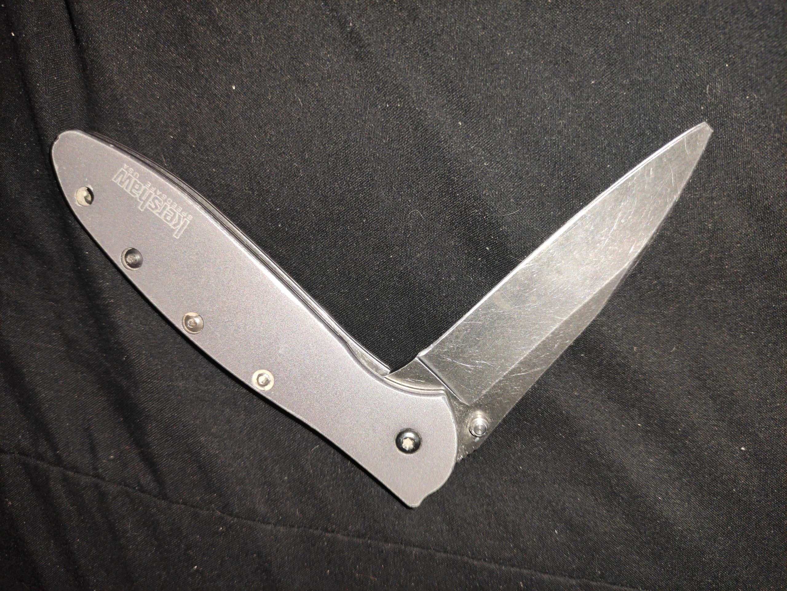 Kershaw Leek, BlackWash Pocket Knife (1660BLKW); 3 Sandvik 14C28N Steel Blade, 410 Stainless Steel Handle, BlackWash Finish, SpeedSafe Assisted Open, Frame and Tip Locks, Reversible Pocketclip; 3 OZ customer photo 2