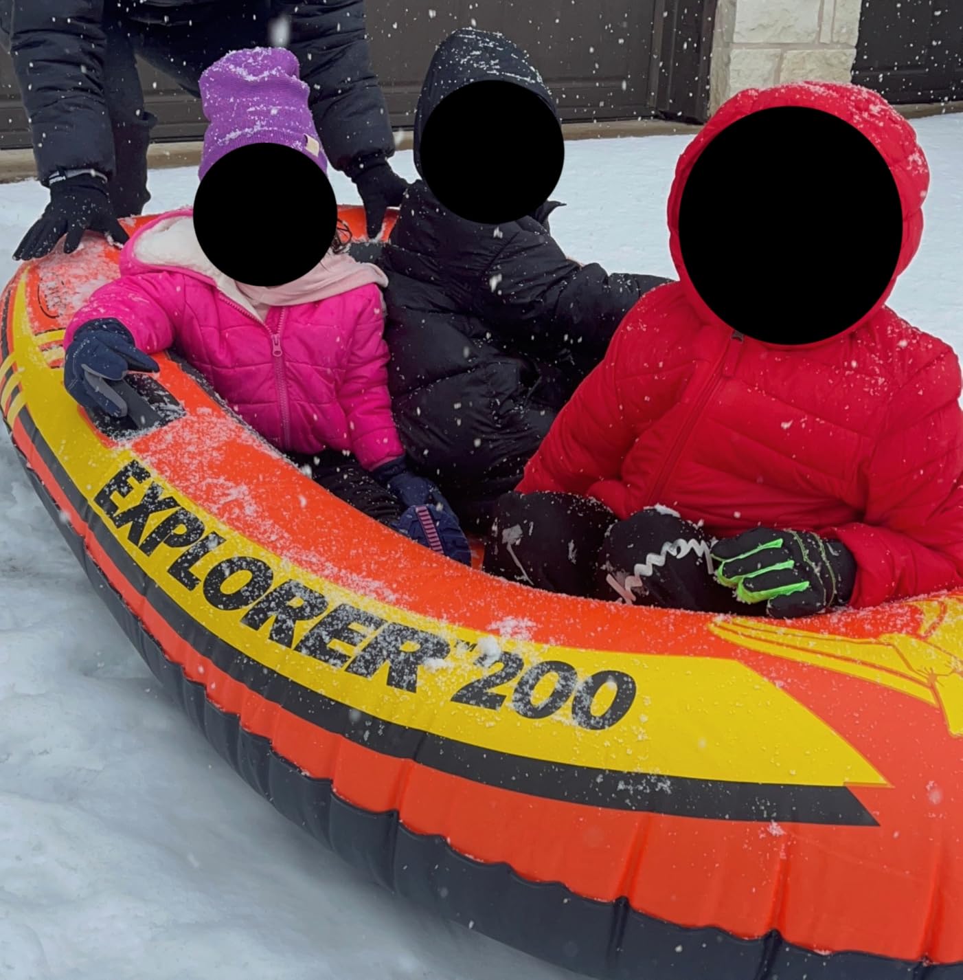 INTEX Explorer Inflatable Boat Series: Dual Air Chambers - Welded Oar Locks - Grab Handles - Bow Rope - Sporty Design customer photo 1