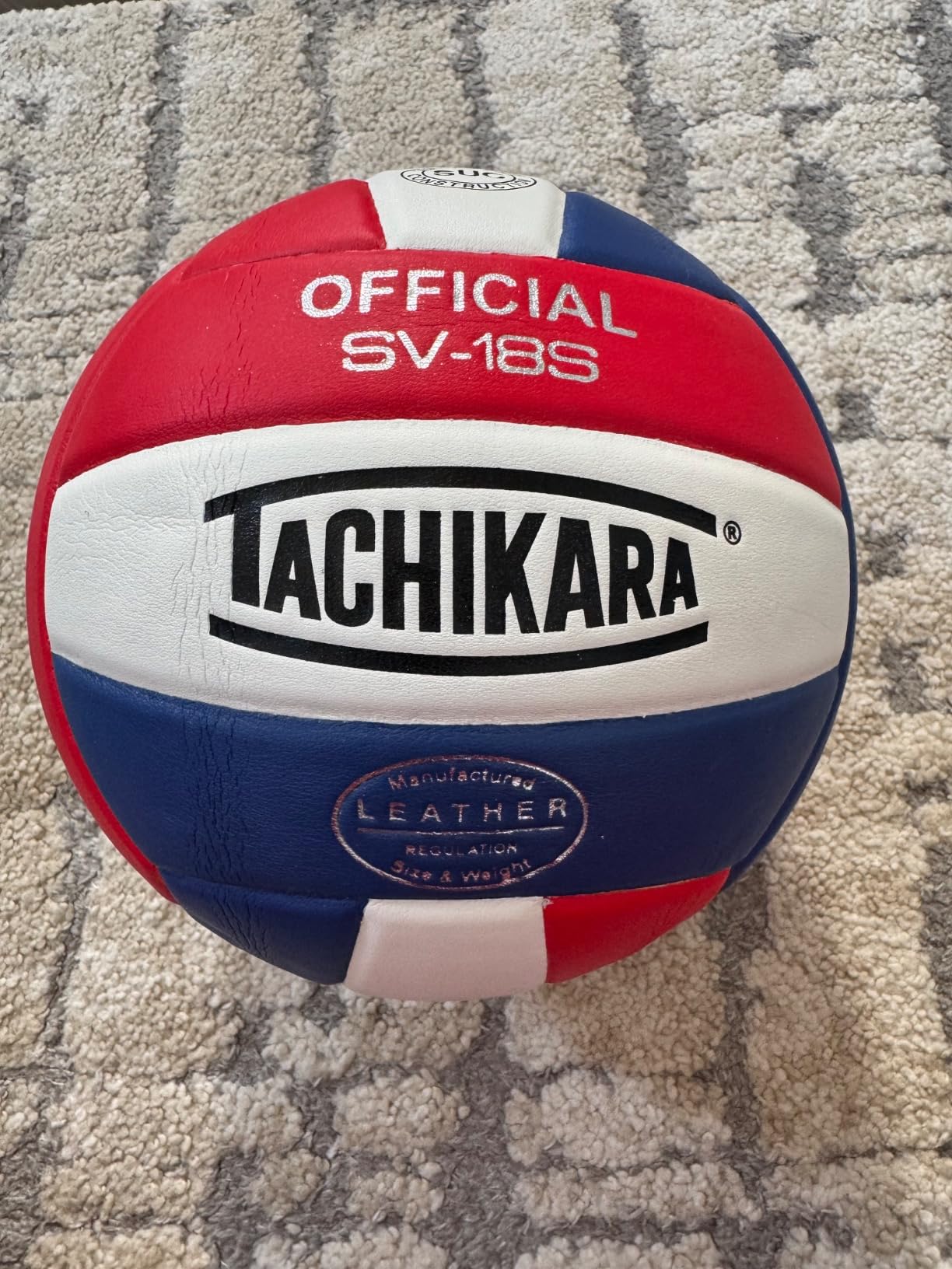 Tachikara Institutional Quality Composite Leather Volleyball, Royal-White customer photo 2