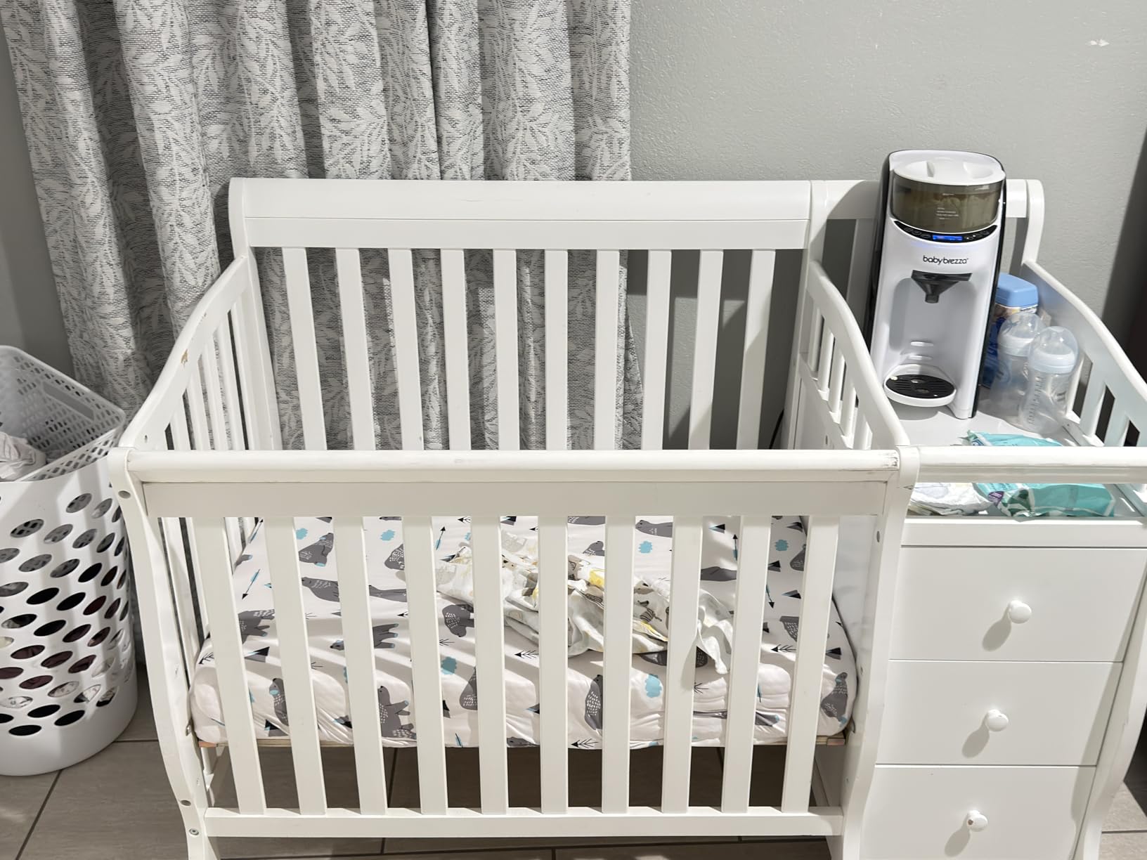 Dream On Me Jayden 4-in-1 Mini Convertible Baby Crib & Changer with Storage in White, Pinewood, GreenGuard Gold & BSA, 1