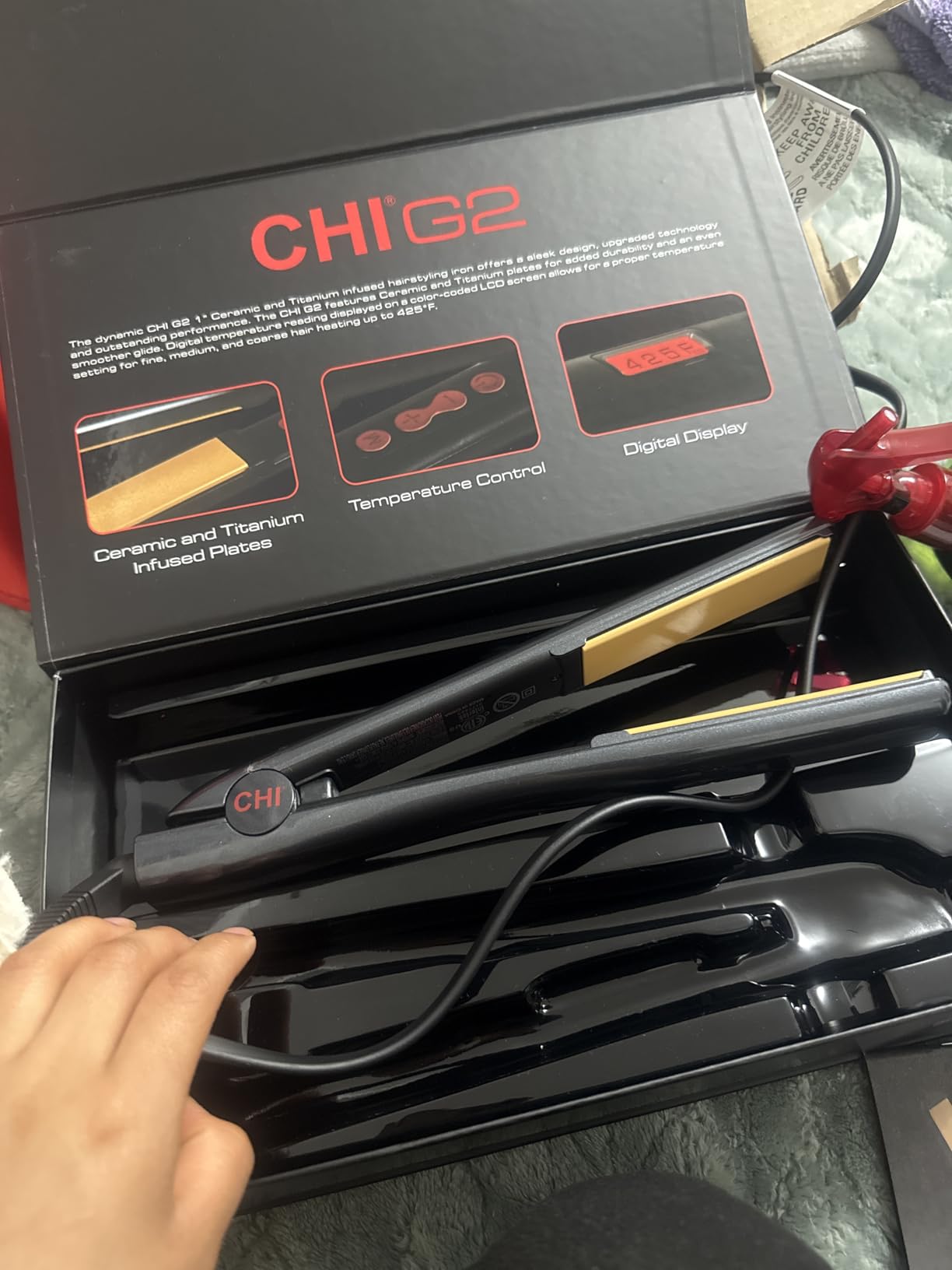 CHI G2 Titanium Infused Ceramic 1 inch Flat Iron Hair Straightener, Digital Temperature Control, Color-Coded Heat Settings for All Hair Types, Fast Heat-Up & Smooth Frizz-Free Finish customer photo 2