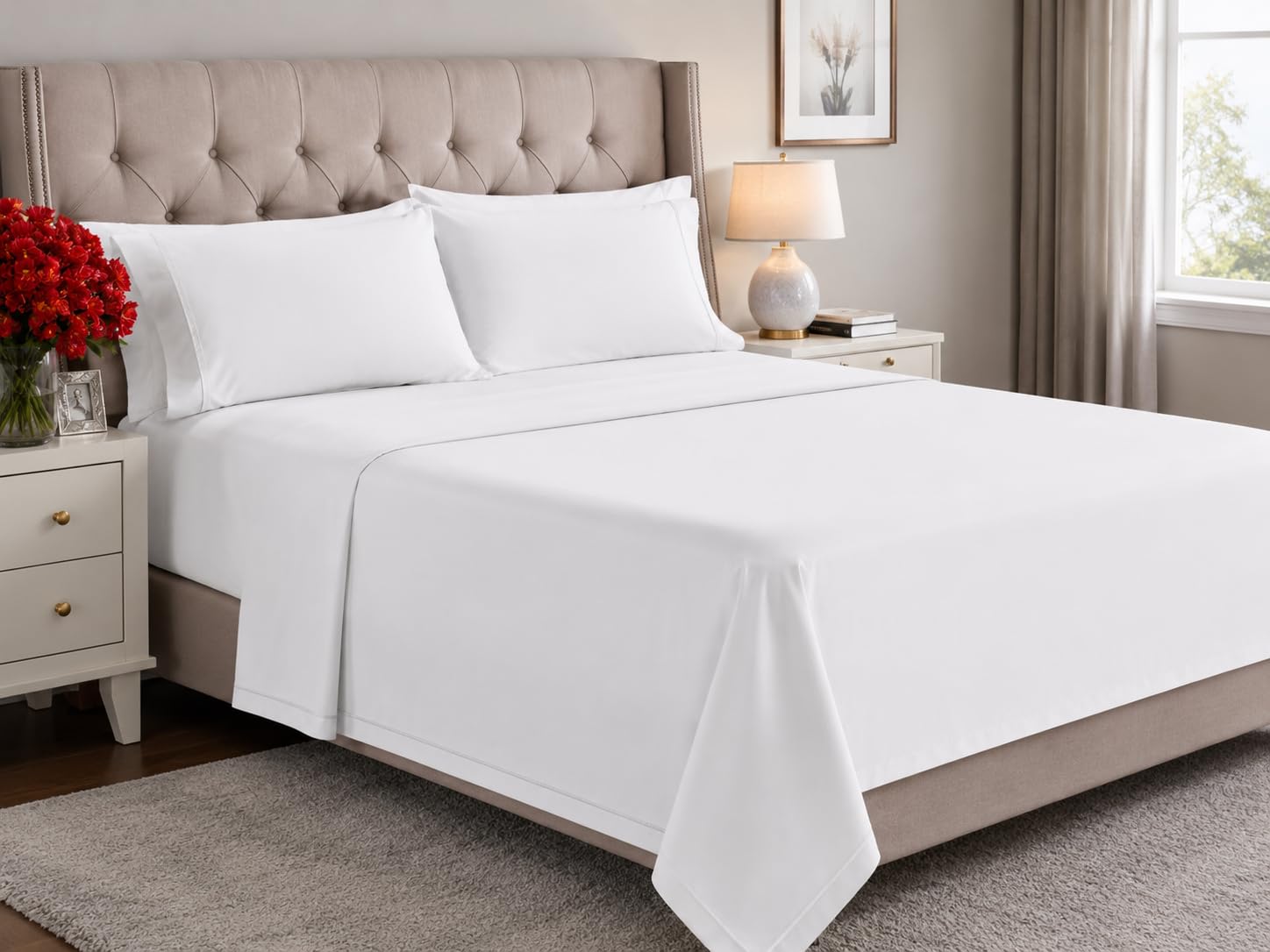 Mellanni King Sheets Set - 4 PC Iconic Collection Bedding - Hotel Luxury, Extra Soft, Cooling Bed Sheets - Wrinkle, Fade, Stain Resistant (King, White) customer photo 1