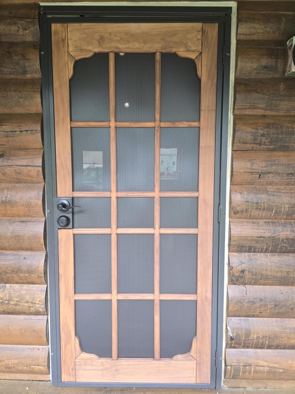 Prime-Line 3809BZ3068-I-WF Woodguard Steel Security Door - Traditional Screen Door Style with the Strength of a Steel Security Door - Steel and Wood Construction, Non-Handed, Bronze customer photo 2