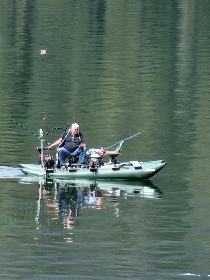 Sea Eagle 375fc FoldCat Inflatable Fishing Pontoon Boat, Lightweight & Portable, w/2 Green Swivel Seats, Pedestal, Oar Set, Scotty Rod Holders, Boat Bag, & Pump customer photo 1