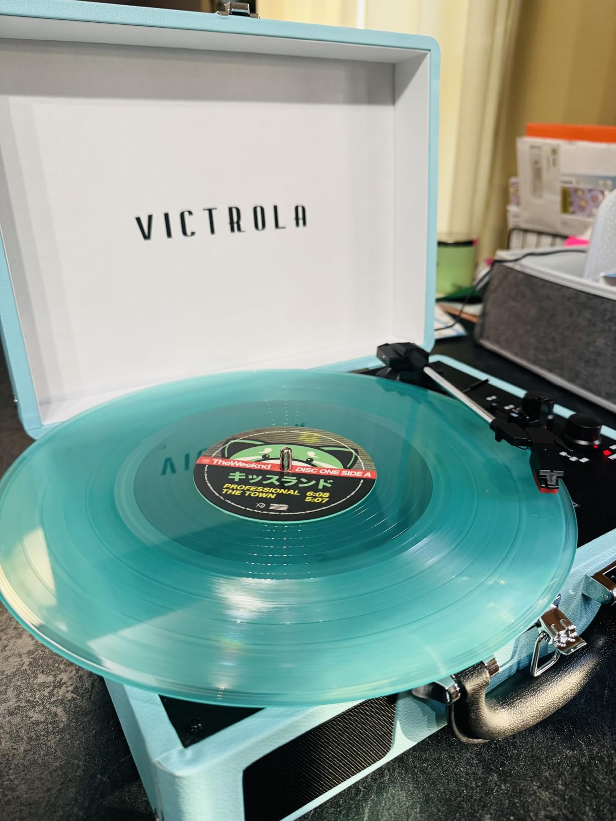 Victrola Journey Bluetooth Portable Suitcase Record Player - with Built-in Speakers, 3 Speed Vinyl Record Player, RCA Out, Headphone Jack (Turquoise) customer photo 1