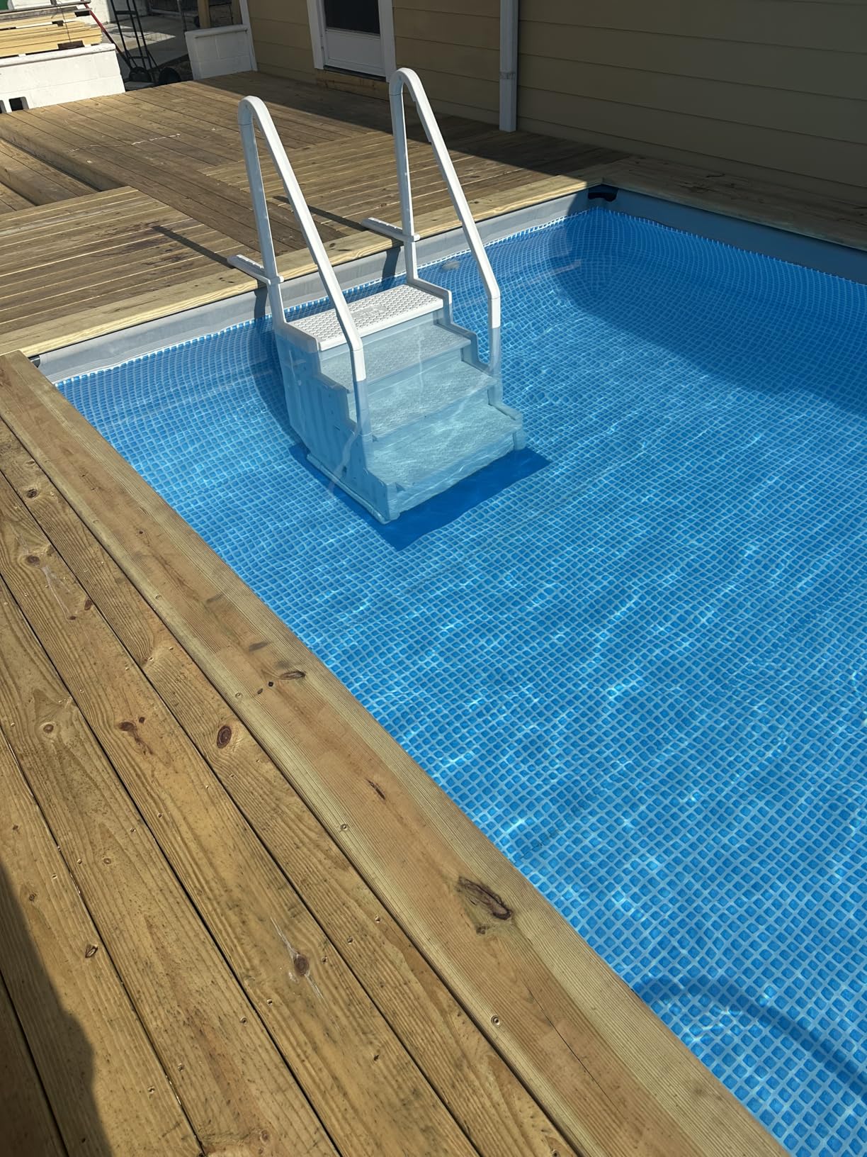 Blue Wave Easy Pool Steps - Above Ground Pool Ladder Anti-Slip Wide Stairs with Handles for 48-54 Inch Pools, 350-lb Limit, Includes Deck Mounting Brackets customer photo 1