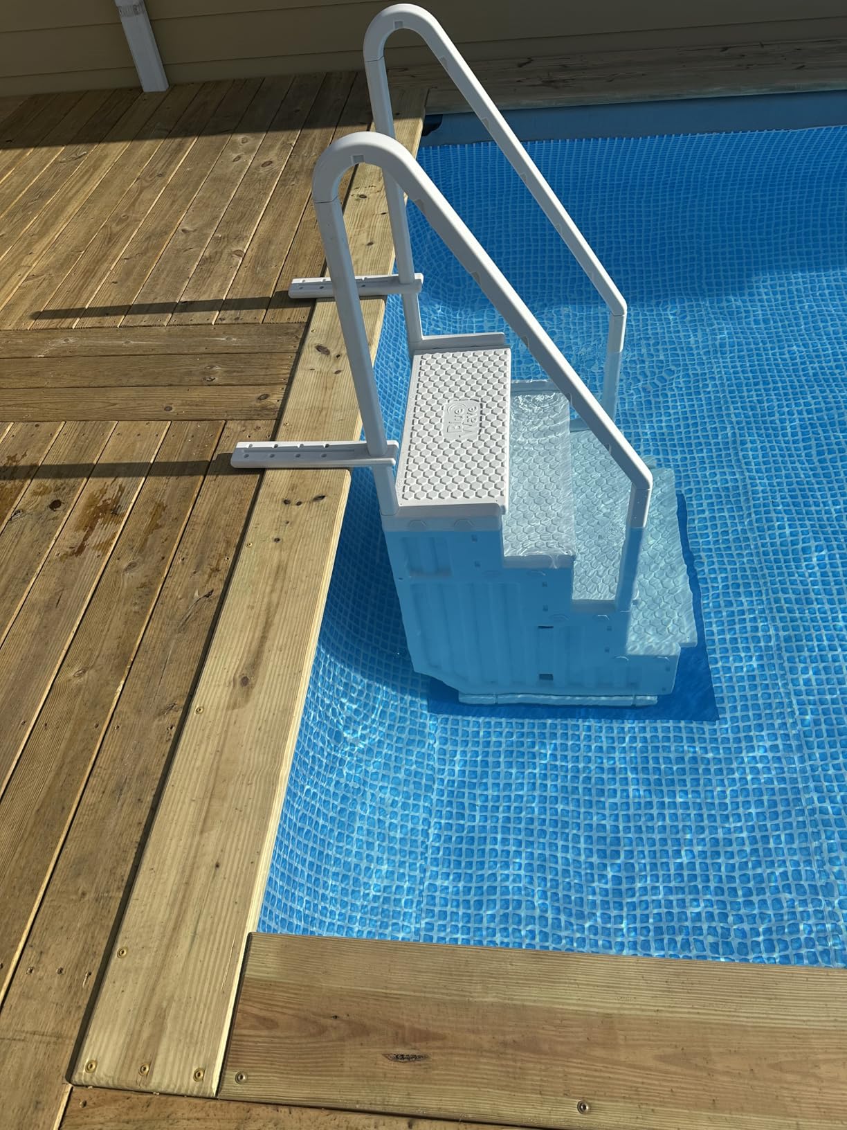 Blue Wave Easy Pool Steps - Above Ground Pool Ladder Anti-Slip Wide Stairs with Handles for 48-54 Inch Pools, 350-lb Limit, Includes Deck Mounting Brackets customer photo 2