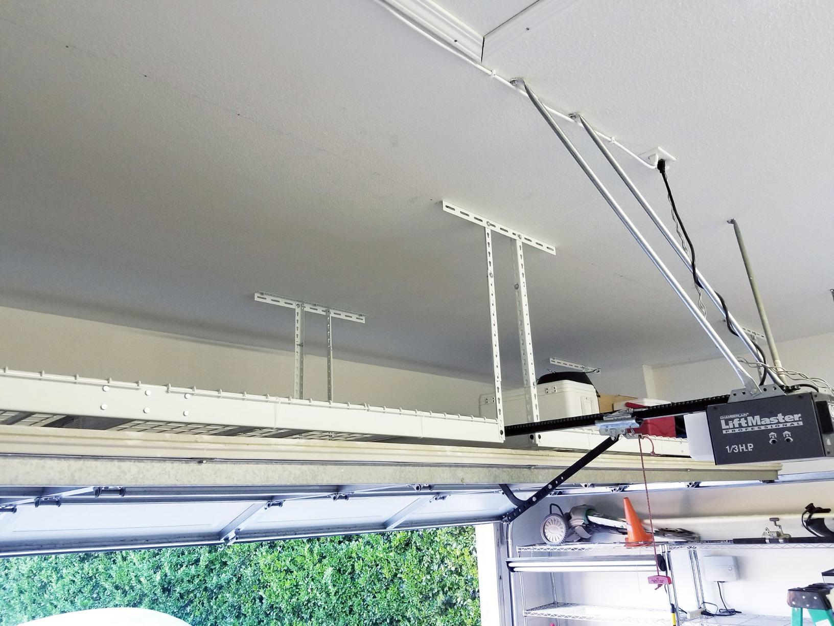SafeRacks Overhead Garage Storage Rack, Heavy Duty Racks for Garage w/ 600 lb Capacity, Easy Garage Storage Adjustable Storage Rack Ceiling Mount Storage for Garage 4x8 White, 24