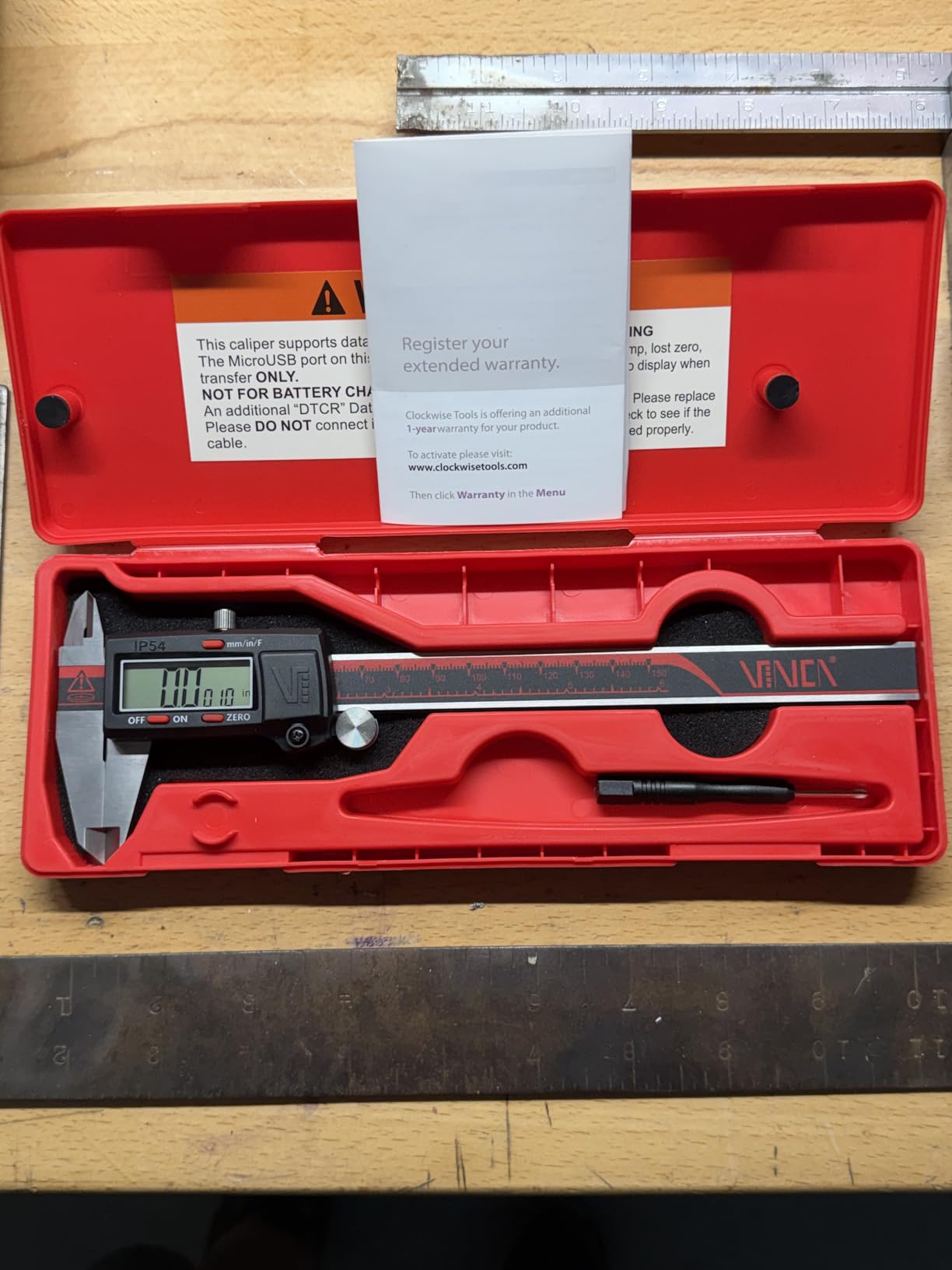 VINCA IP54 Grade Digital Caliper, DCLA-0605 6 Inch/150mm, Inch/Millimeter/Fraction Conversion, Stainless Steel, Large LCD Screen customer photo 1