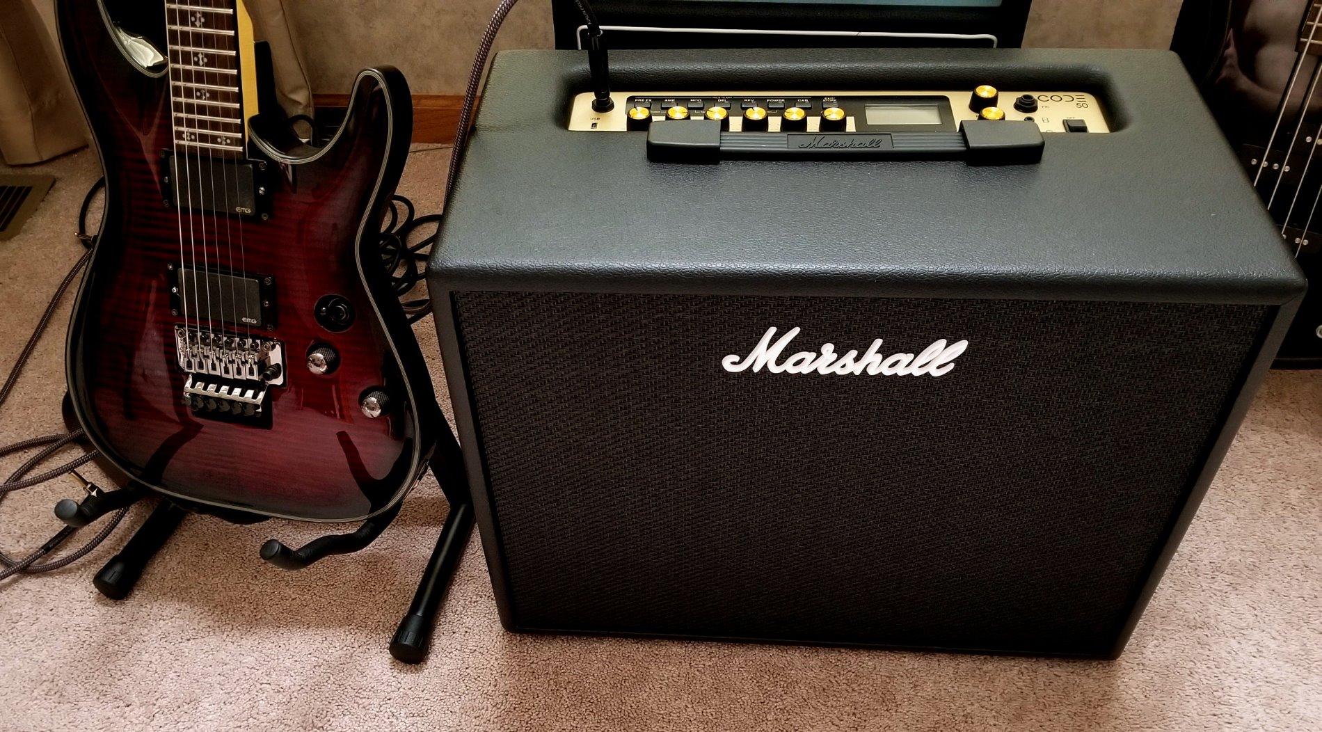 Marshall CODE50 Digital Combo Guitar Amplifier - Digital Effects and 100+ Presets, Preamp and Power Amp Models, 3.5mm Aux Input, Bluetooth Connectivity, 50W customer photo 2