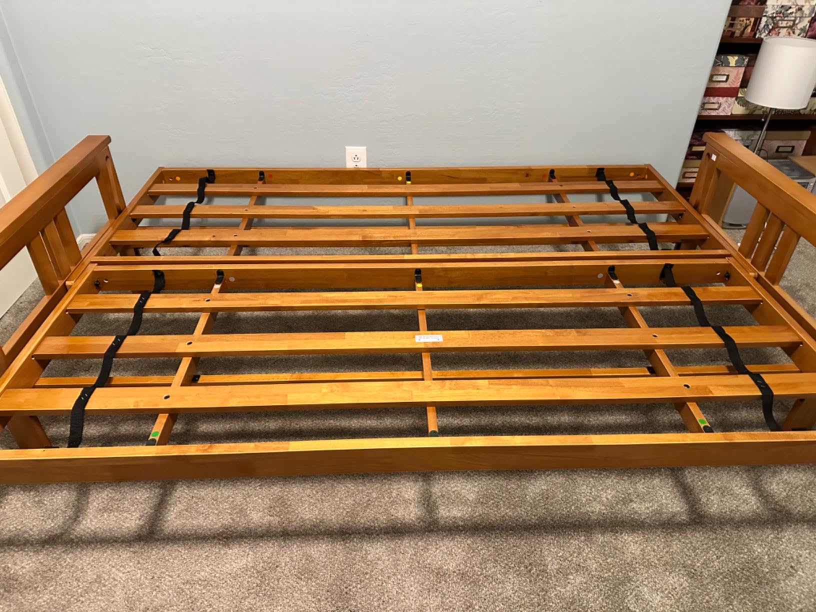 Kodiak Furniture Monterey Barbados Brown Futon Set, Full-size, No Drawers, Linen Charcoal Mattress customer photo 1