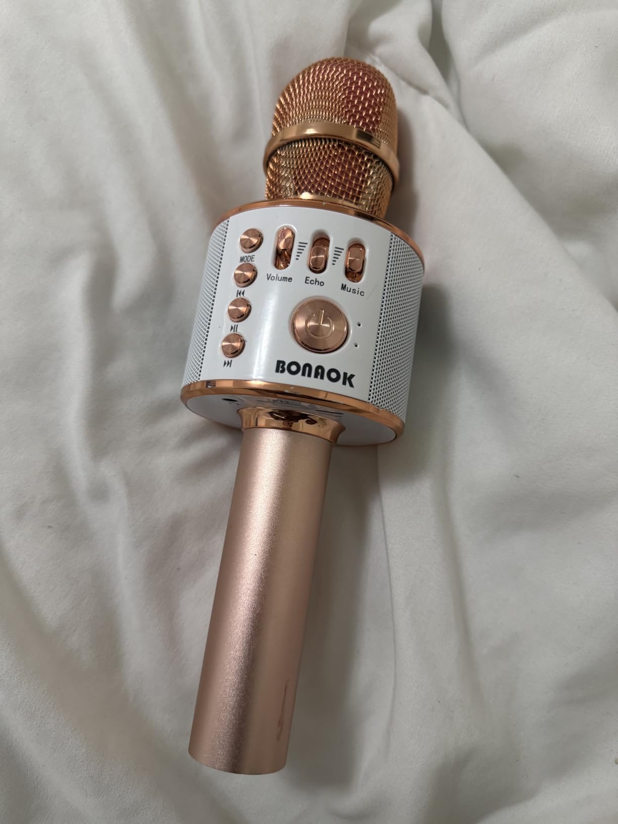 BONAOK Wireless Bluetooth Karaoke Microphone, 3-in-1 Portable Handheld Karaoke Mic Speaker Machine Home Party Birthday for All Smartphones PC (Q37 Rose Gold) customer photo 1